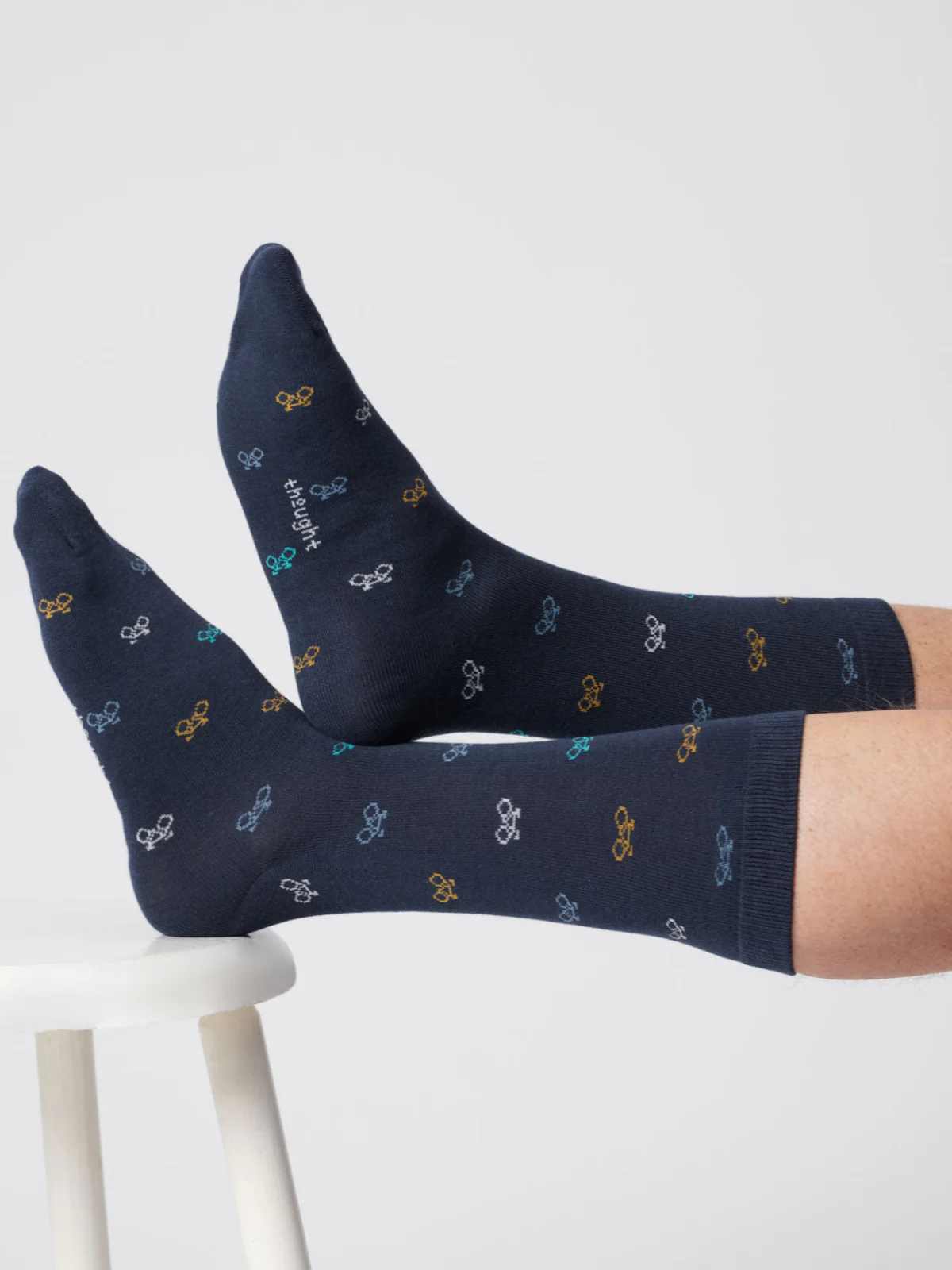 Mens Small Bike Bamboo Socks - Indigo Blue - Flockneti