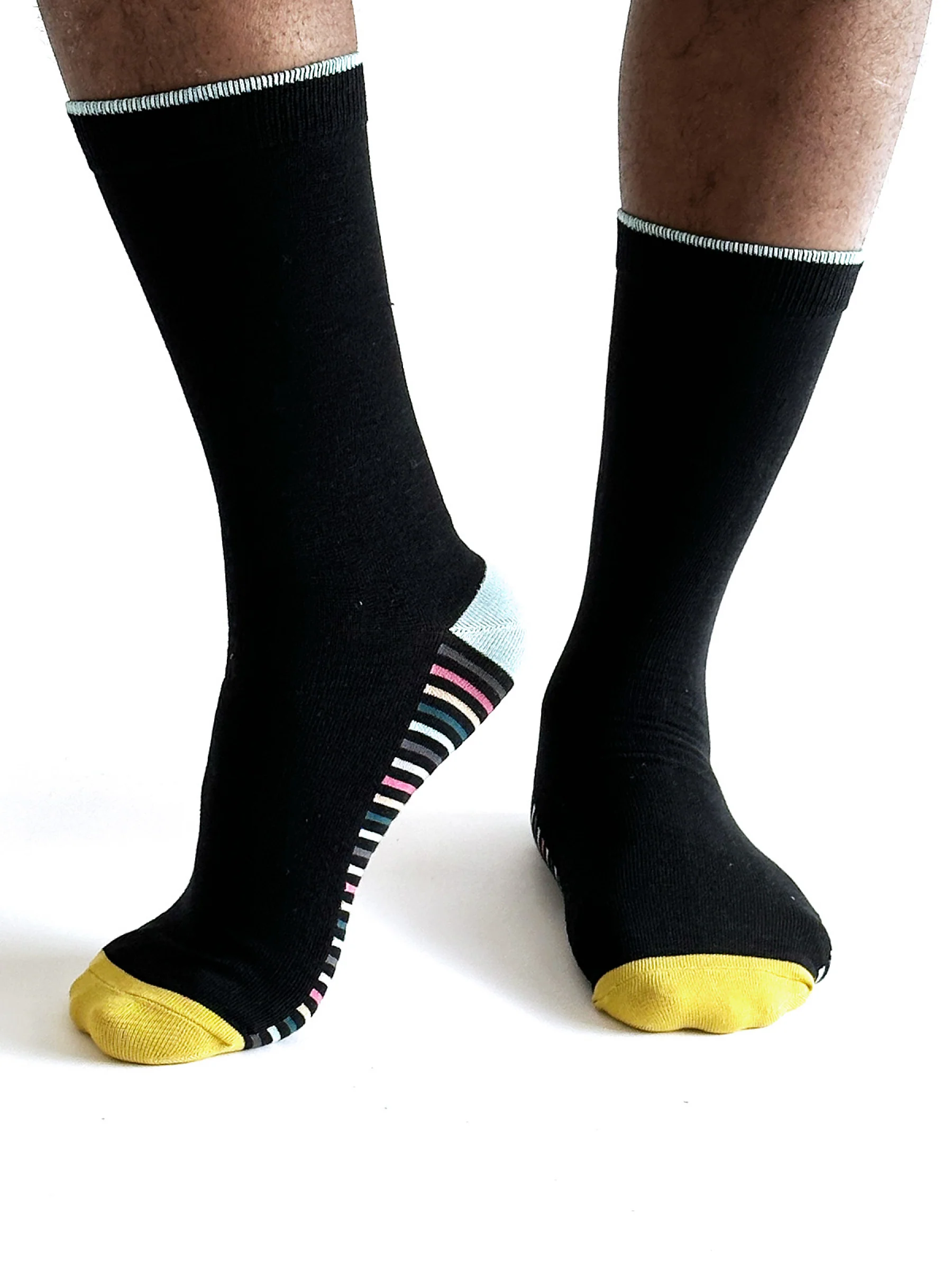 Conall Stripe Bamboo Socks - Black - Flockneti