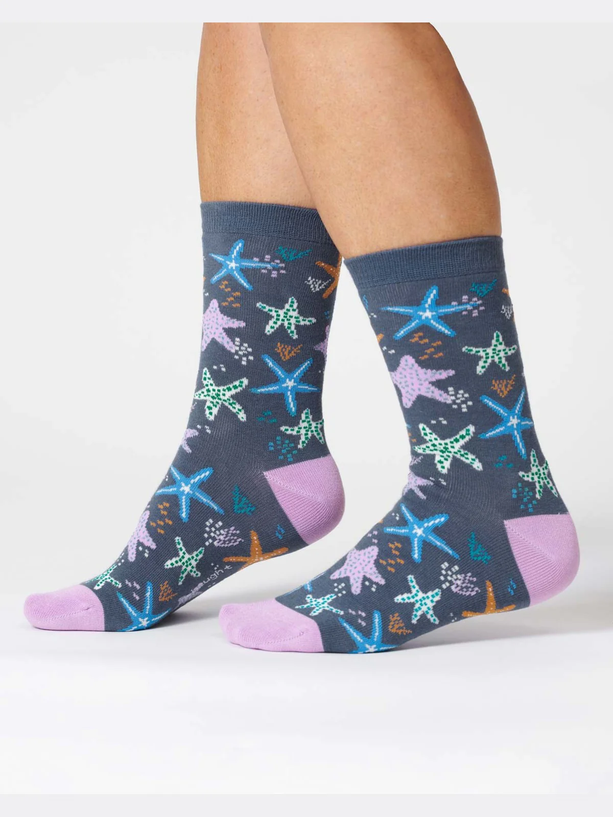 Womens Starfish Bamboo Sock - Blueberry - Flockneti