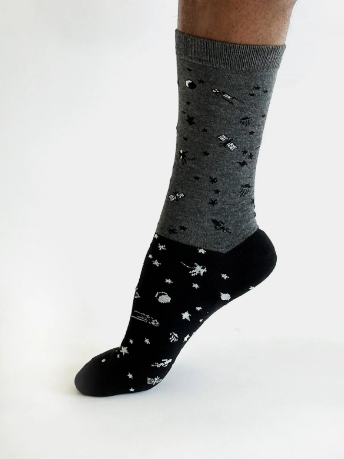 Cielo Space Colour Block Bamboo Socks - Grey - Flockneti