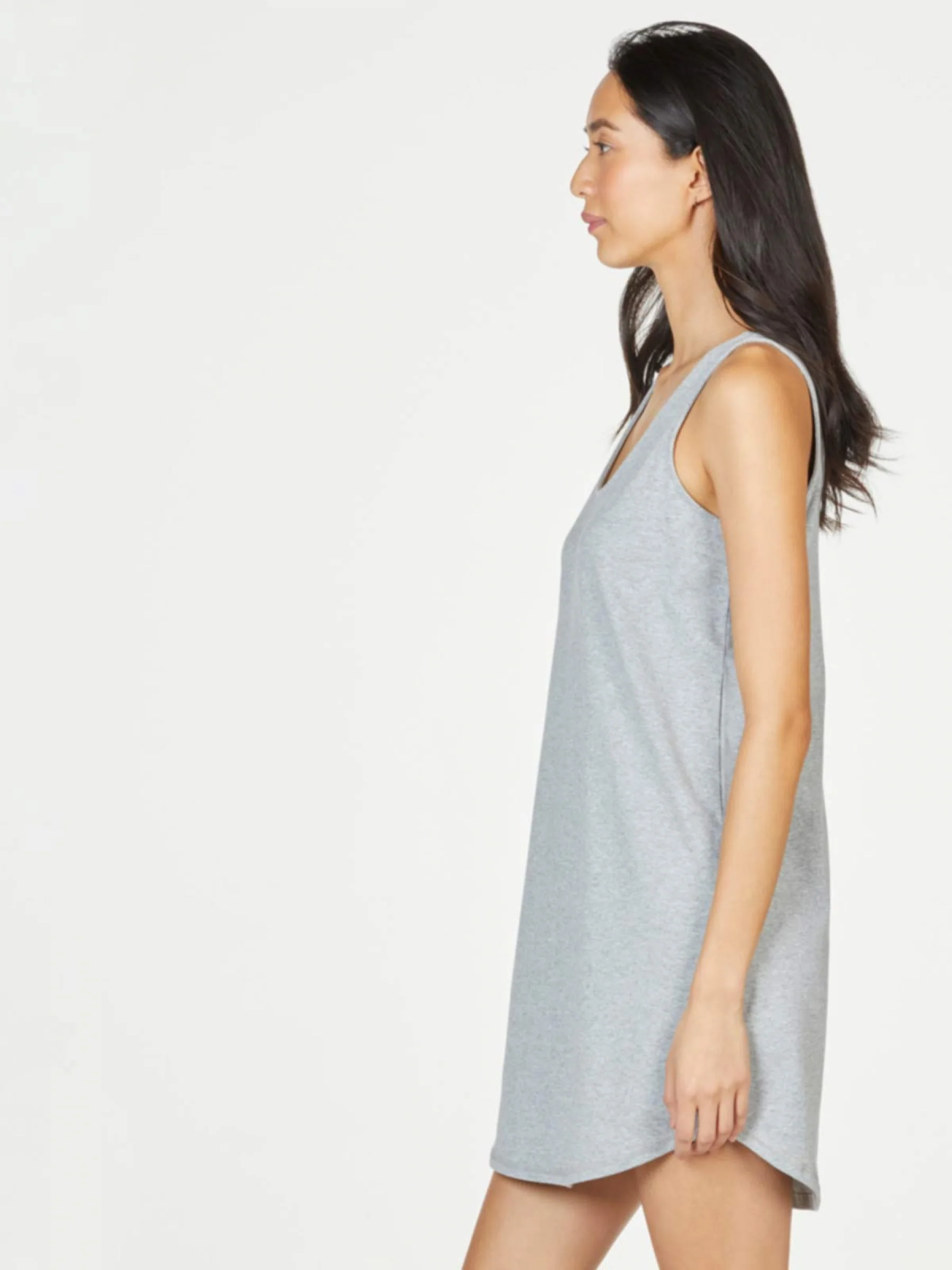 Organic Cotton Essential Slip Dress - Grey Marl - Flockneti