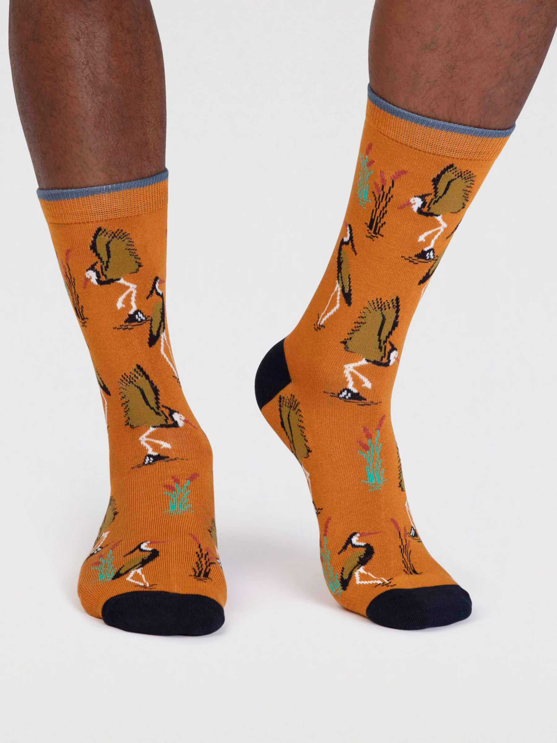 Gino Bamboo Heron Bird Socks - Turmeric Yellow - Flockneti