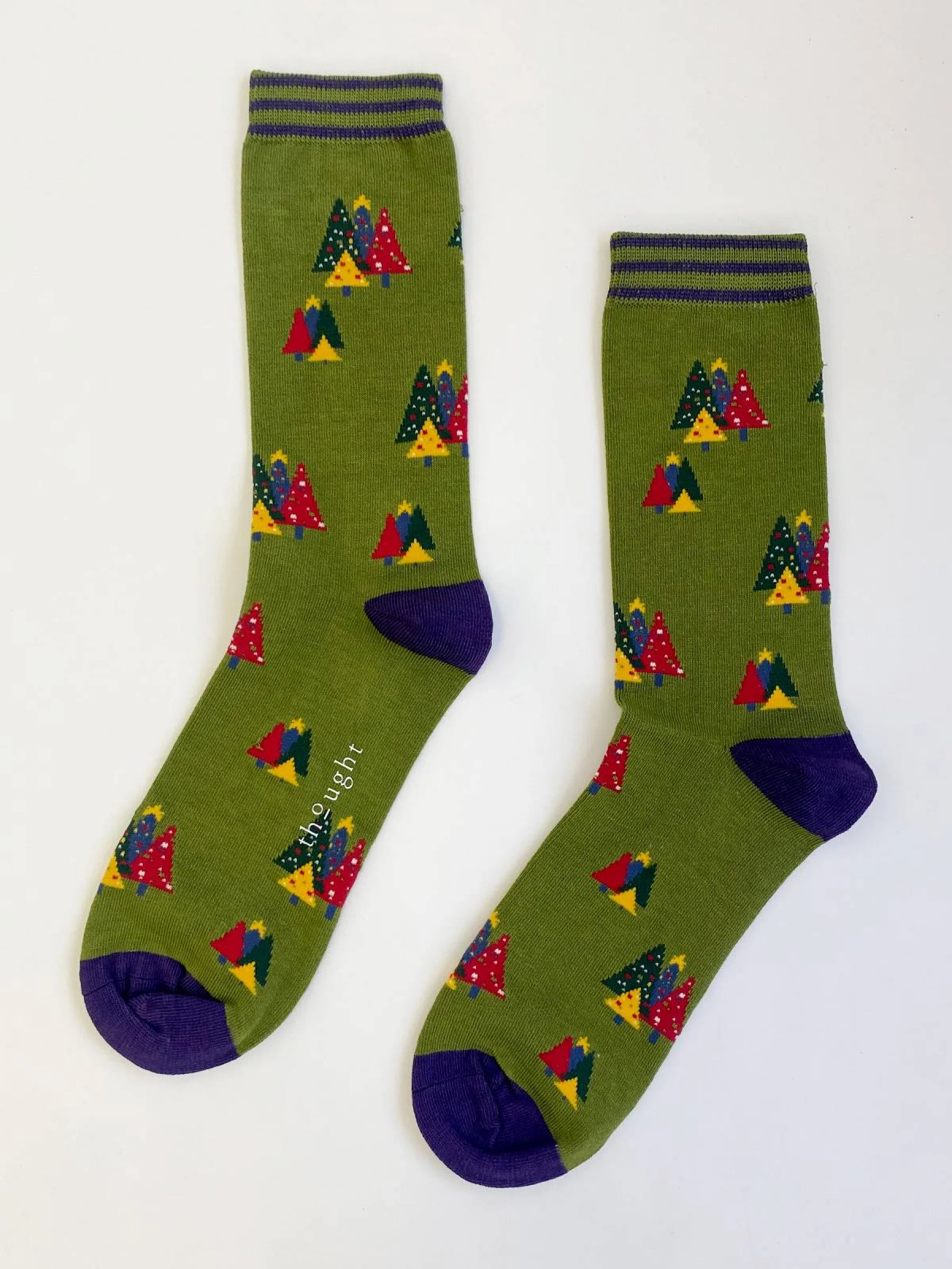 Christmas Tree Socks - Olive - Flockneti