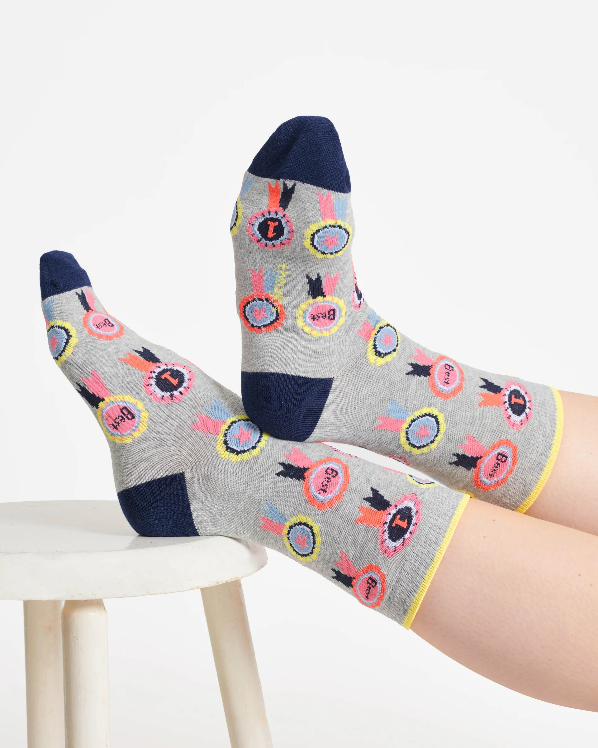 Youre The Best Bamboo 3 Pack of Socks - Grey/Blue - Flockneti