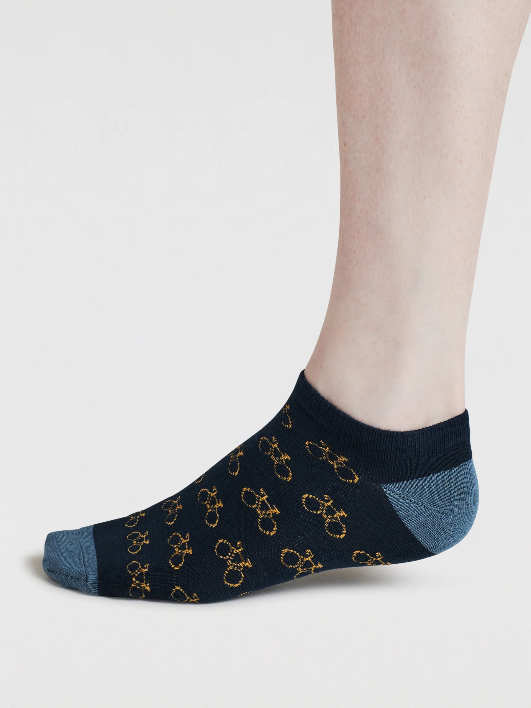 Mens Ady Bike & Stripe Bamboo 3 Pack Trainer Socks - Multi - Flockneti