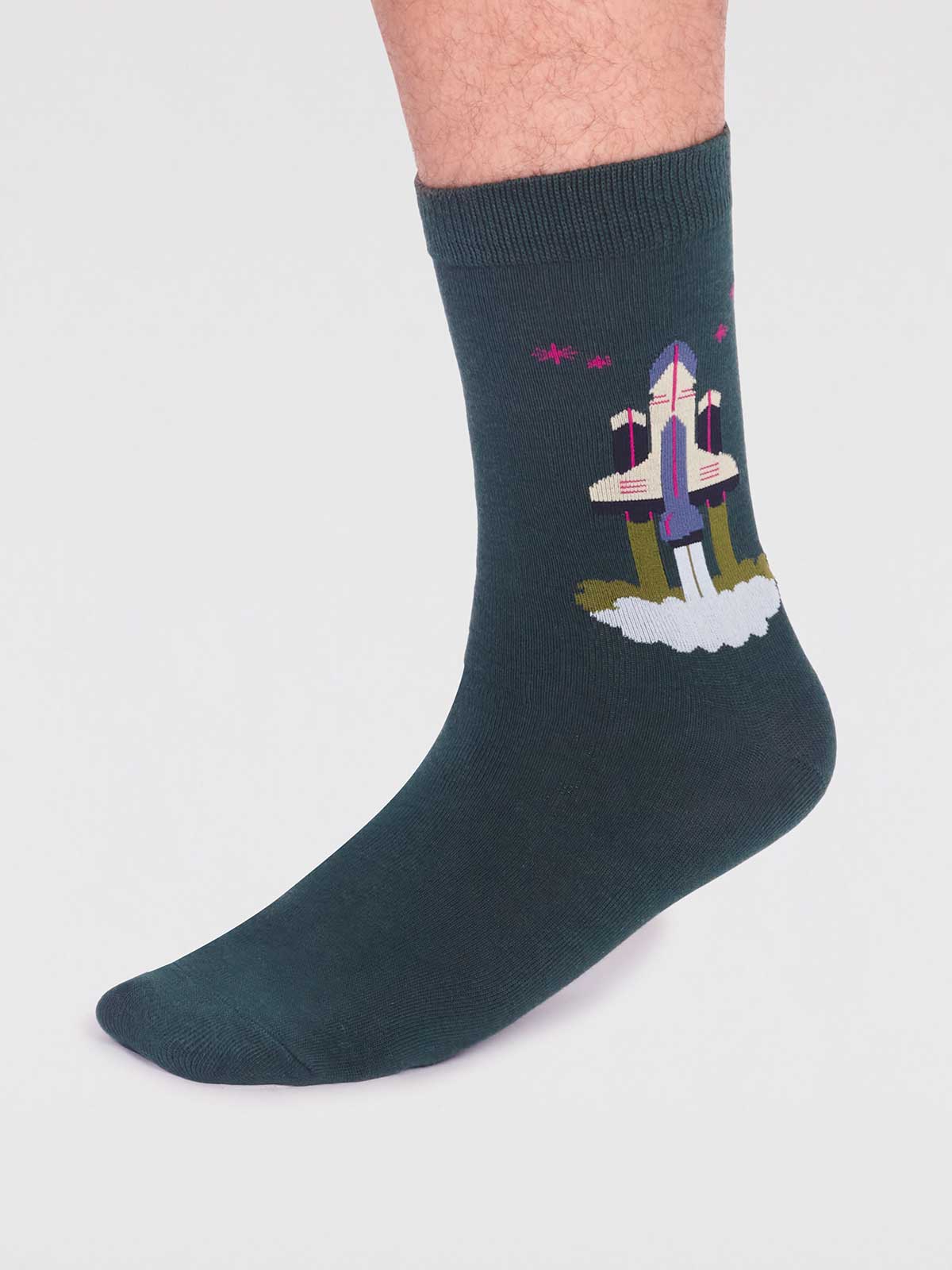 Onyx Organic Cotton Rocket Socks - Forest Green - Flockneti