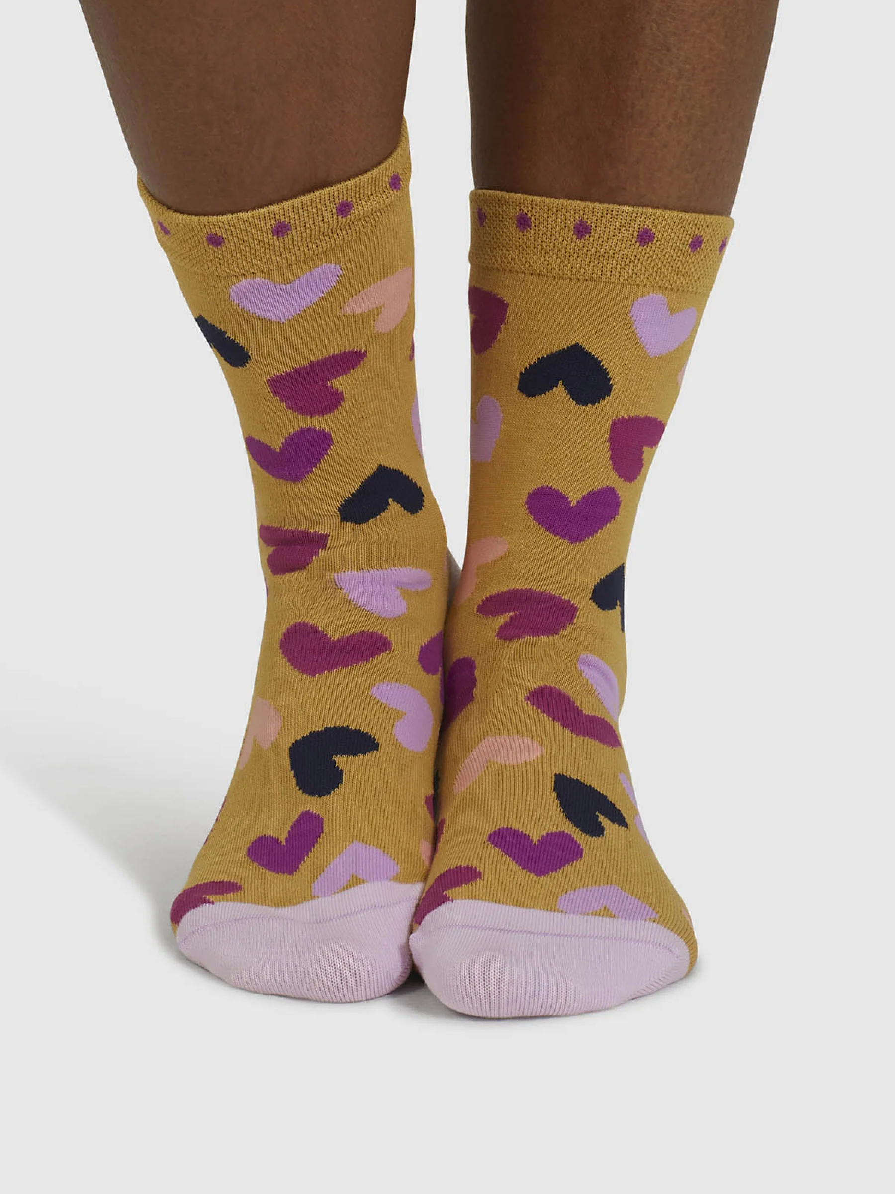 Tyas Heart Organic Cotton Socks - Cumin Yellow - Flockneti