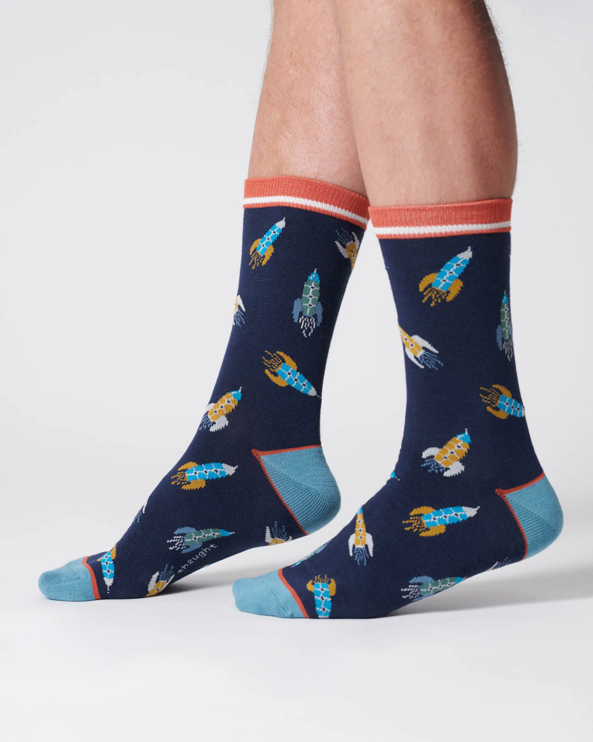 Mens Rocket Bamboo Socks - Indigo Blue - Flockneti