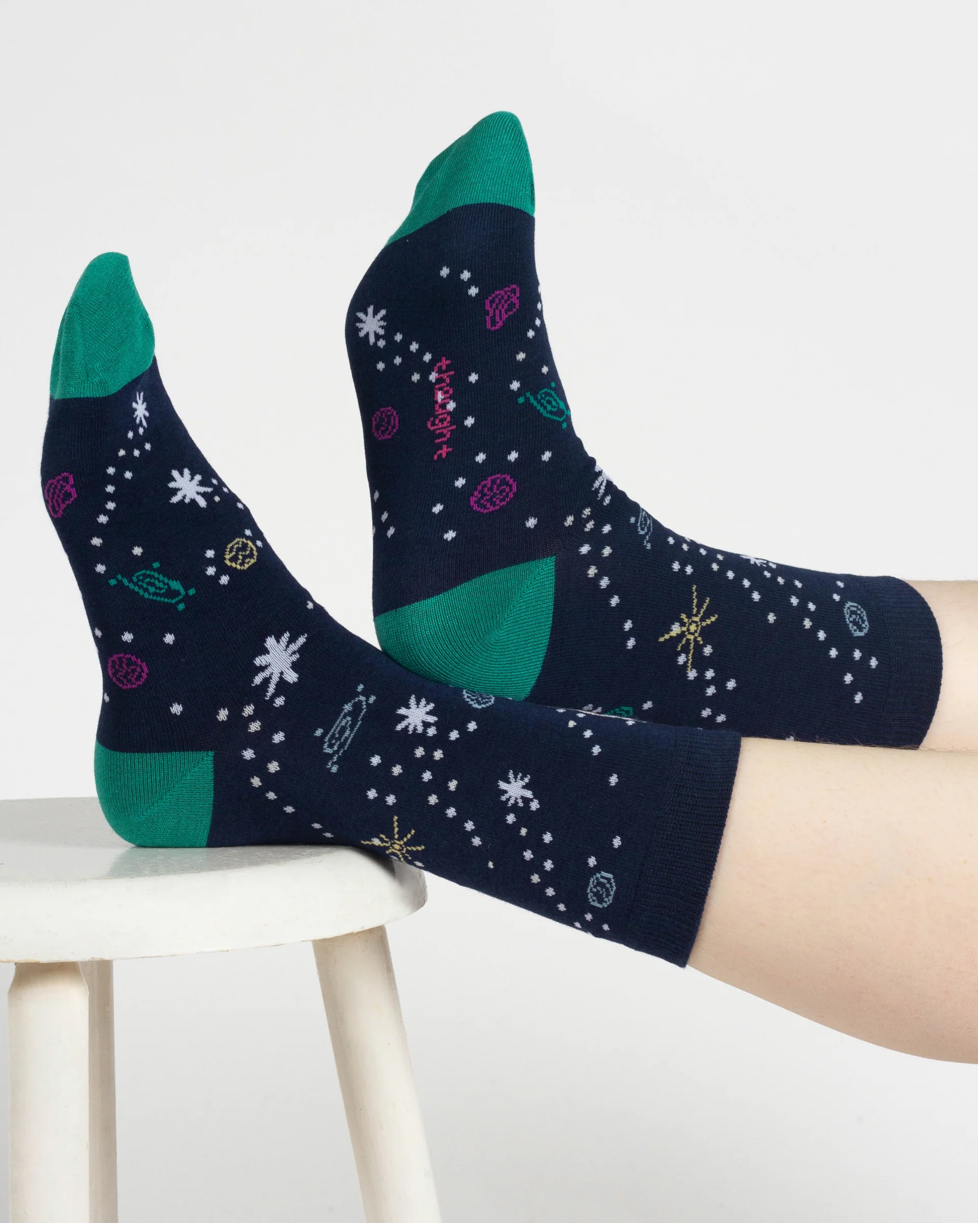 Starry Night Owl Bamboo Gift Box of 4 Socks - Blue Multi - Flockneti