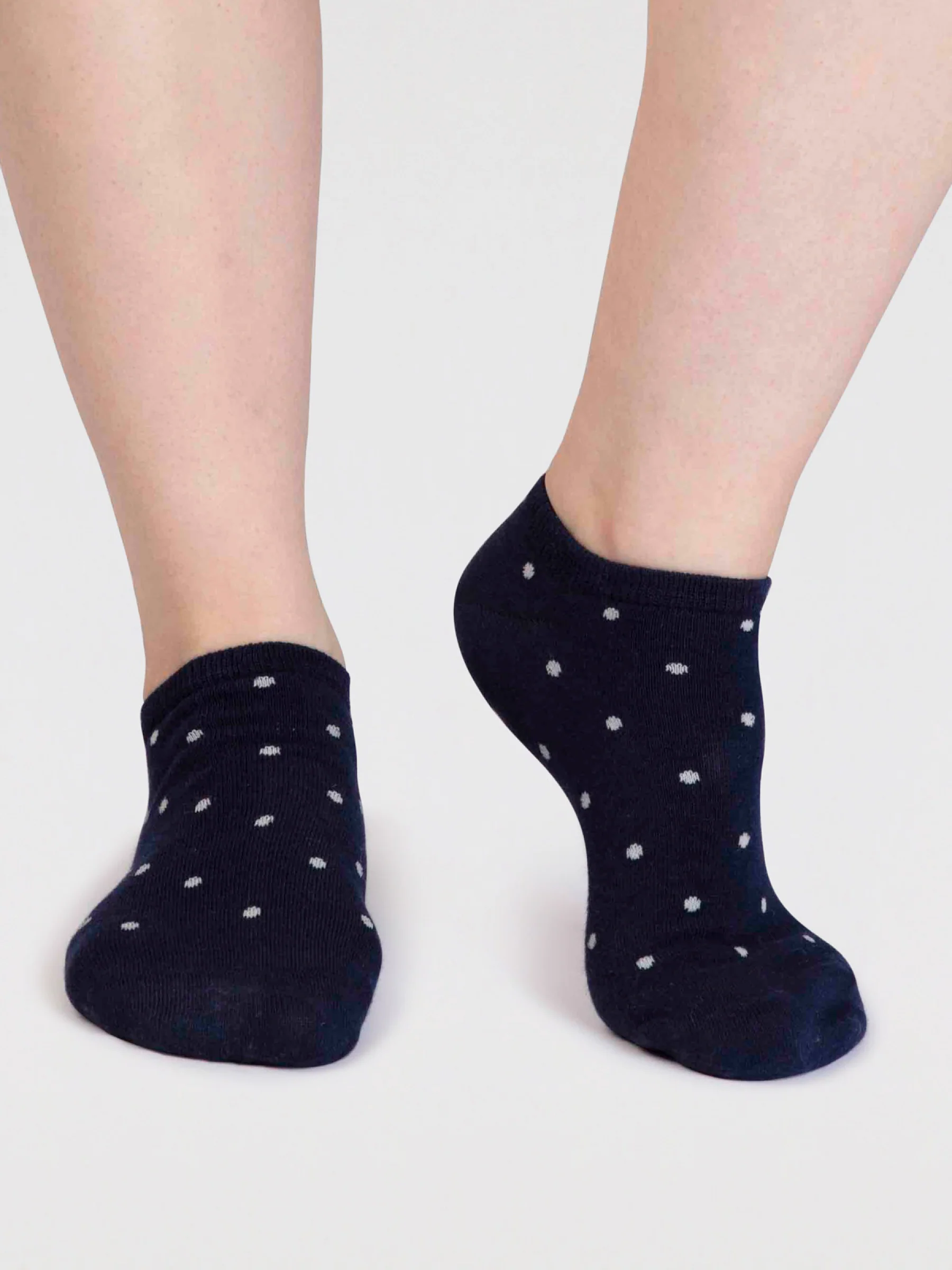 Dottie Bamboo Spotty Trainer Socks - Navy - Flockneti