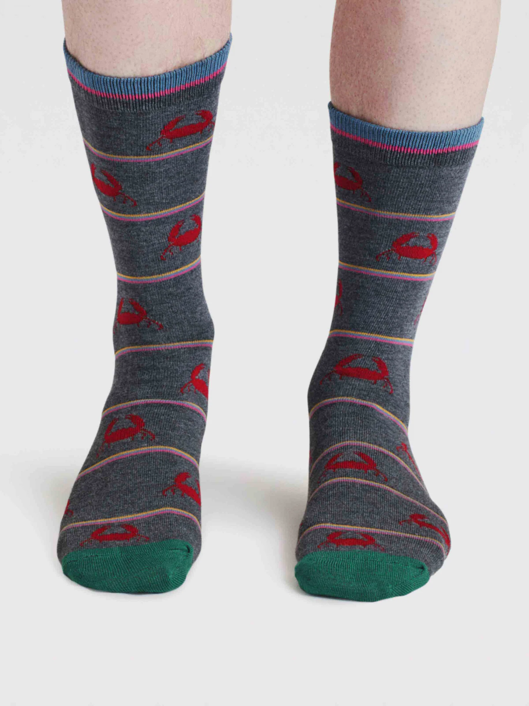 Mens Brewer Crab Bamboo Socks - Dark Grey Marl - Flockneti
