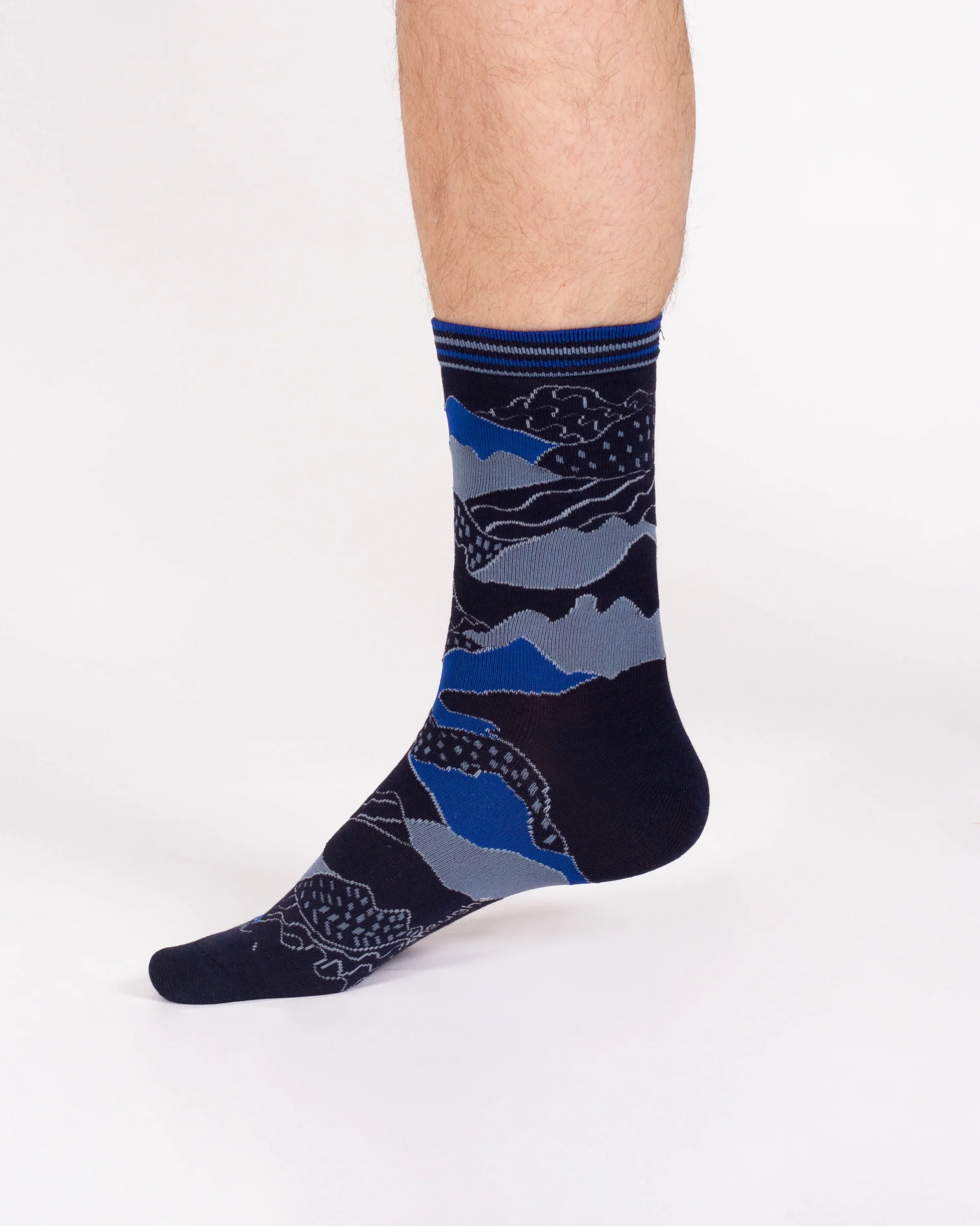 Mountain Range Bamboo Crew Socks - Blue/Abstract - Flockneti