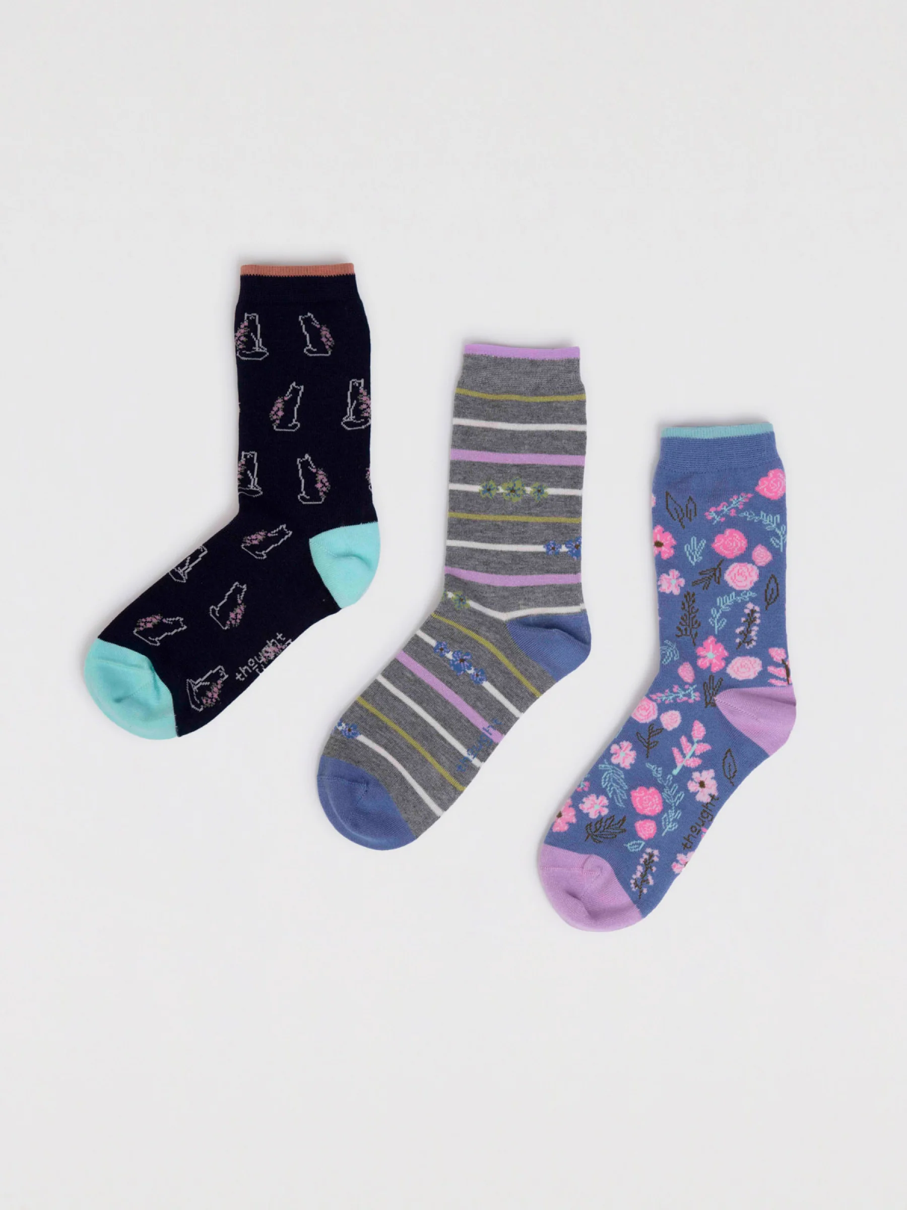 Kyrie Women's Bamboo Cats 3 Pack Socks - Multi - Flockneti