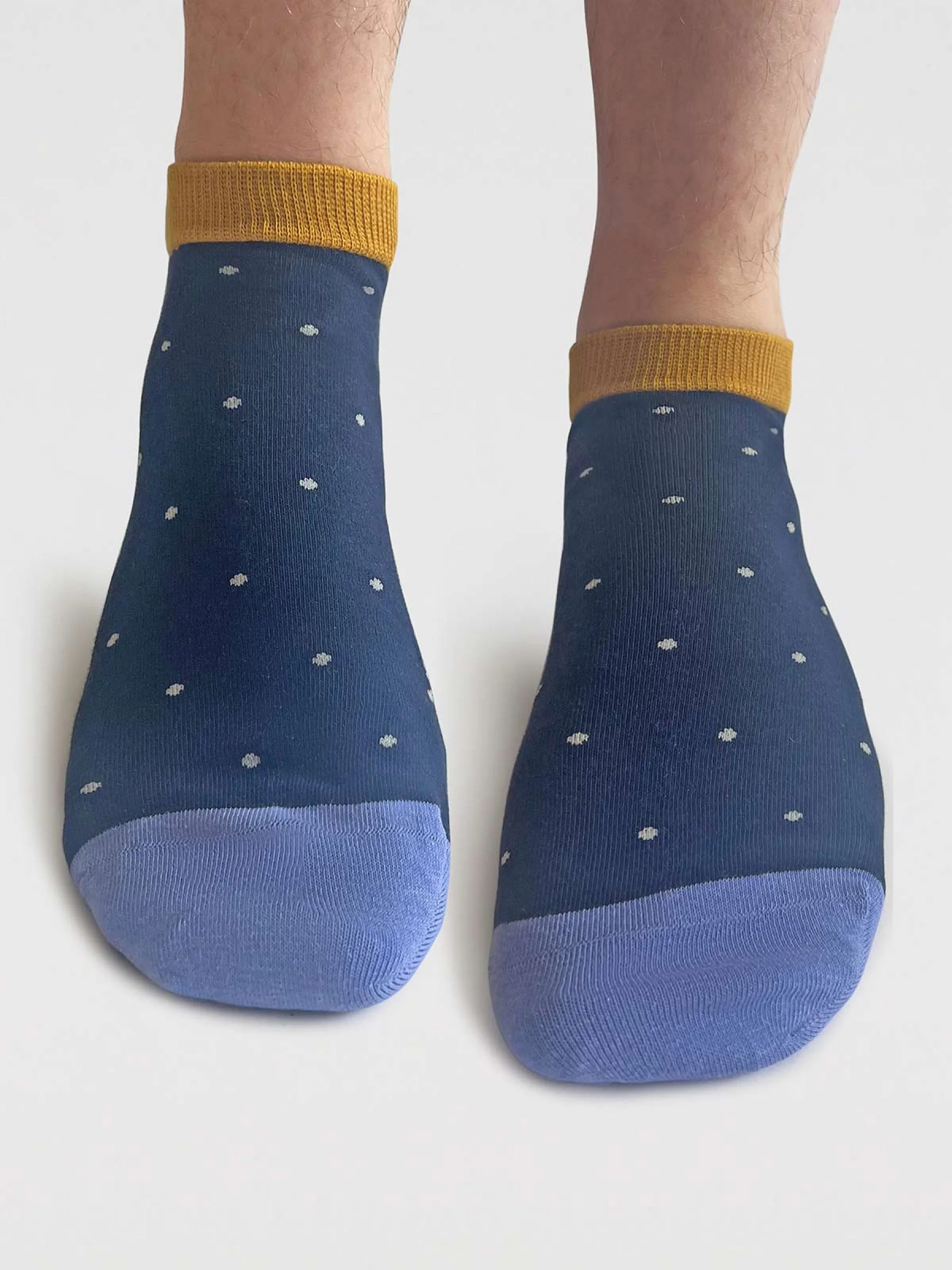 Mens Griffin Pattern Organic Cotton Trainer Socks - Navy - Flockneti