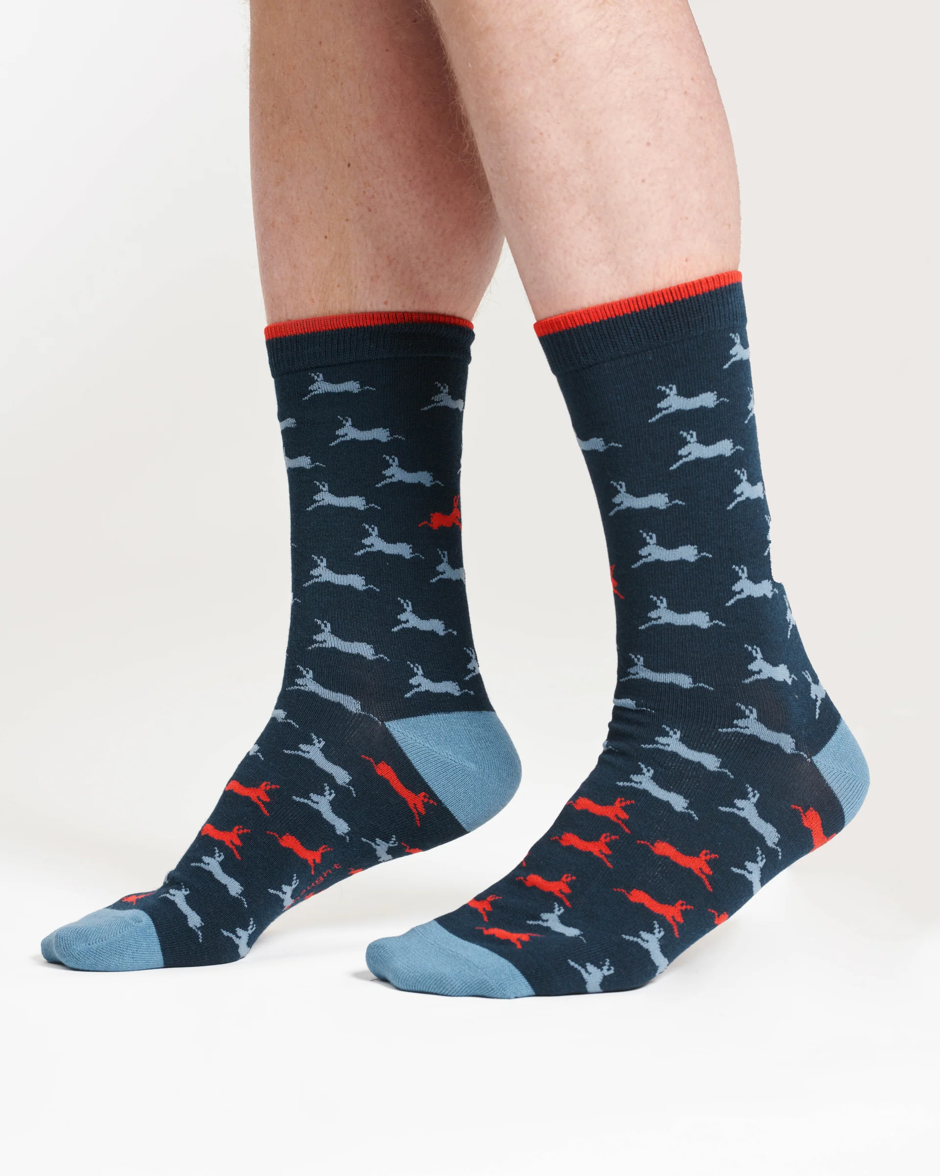 Hare Bamboo Crew Socks - Navy/Hare - Flockneti