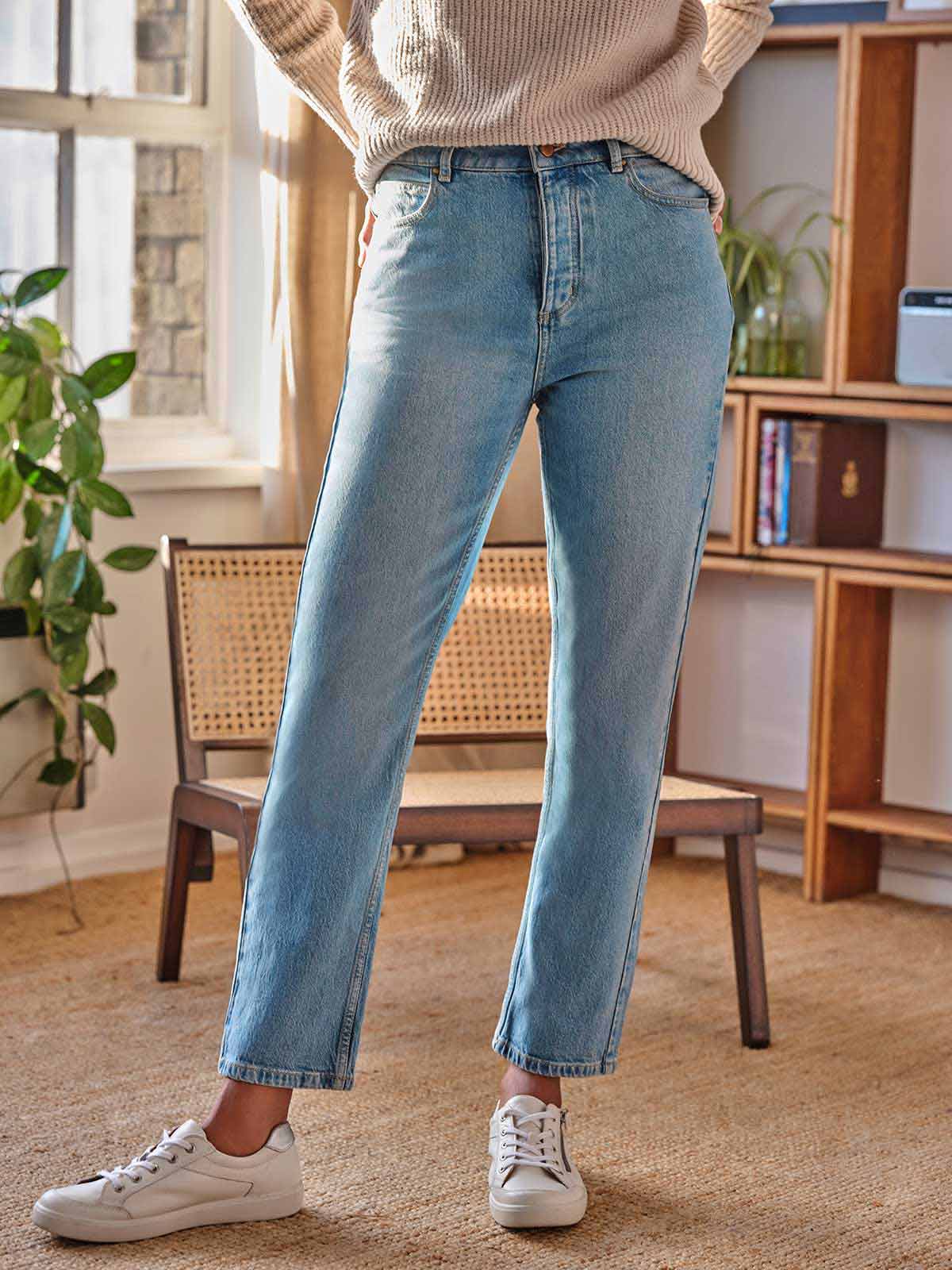 Essential Organic Cotton Boyfriend Jeans - Vintage Blue - Flockneti