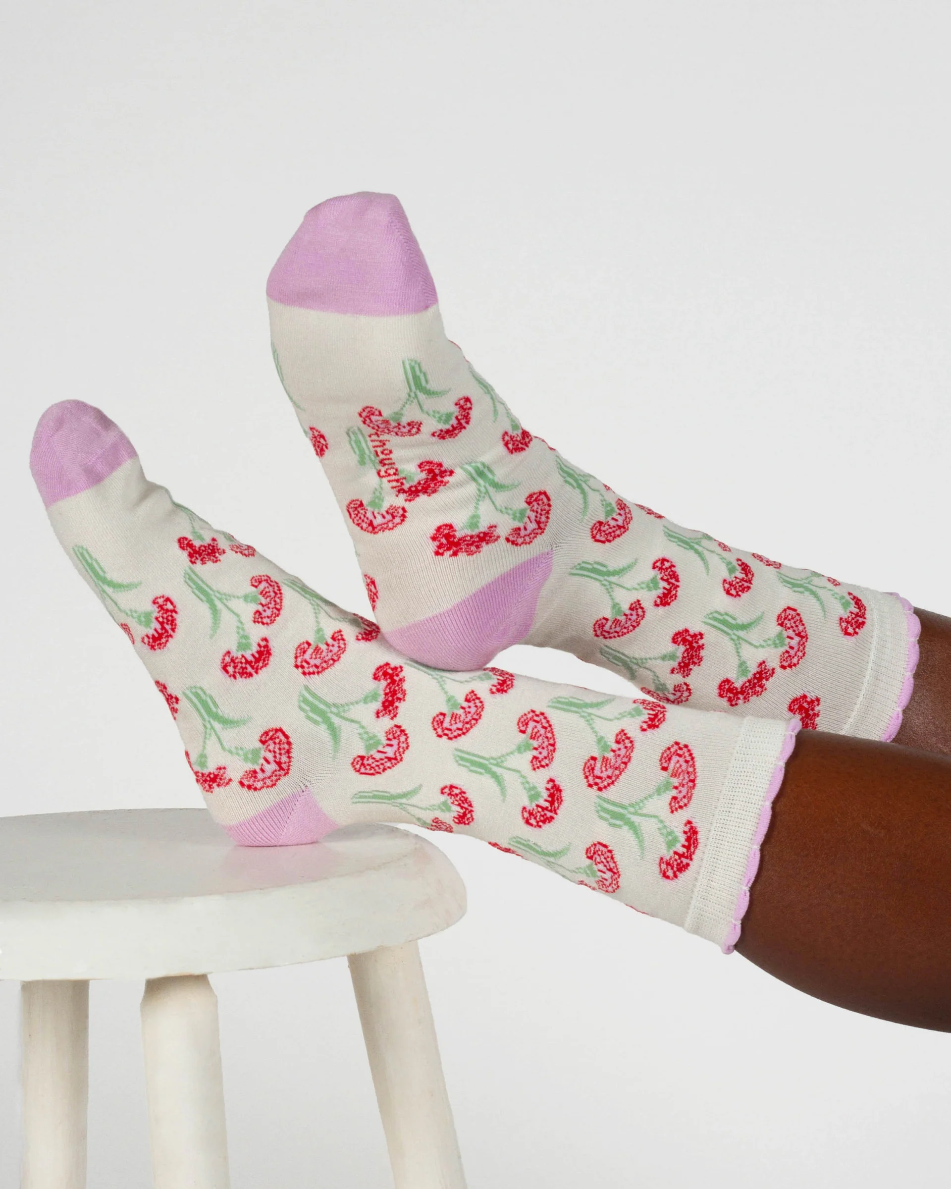 Womens January Birth Flower Sock - Carnation - Flockneti