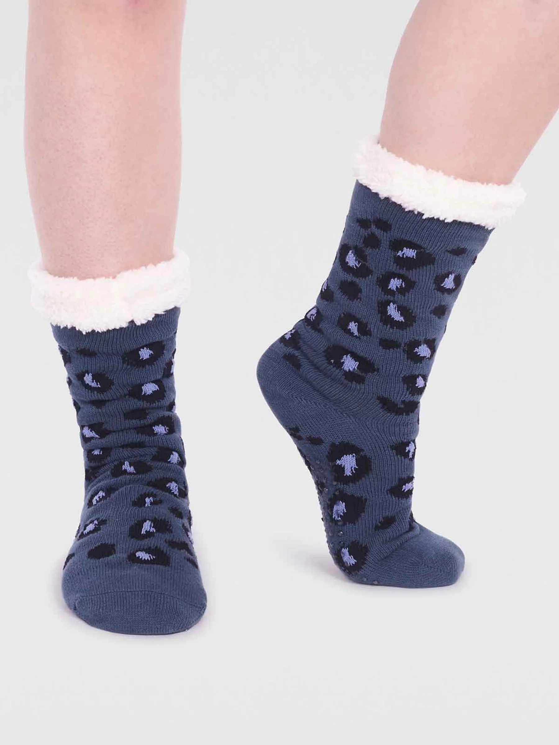 Sabel Organic Cotton Animal Cabin Sock - Slate Blue - Flockneti