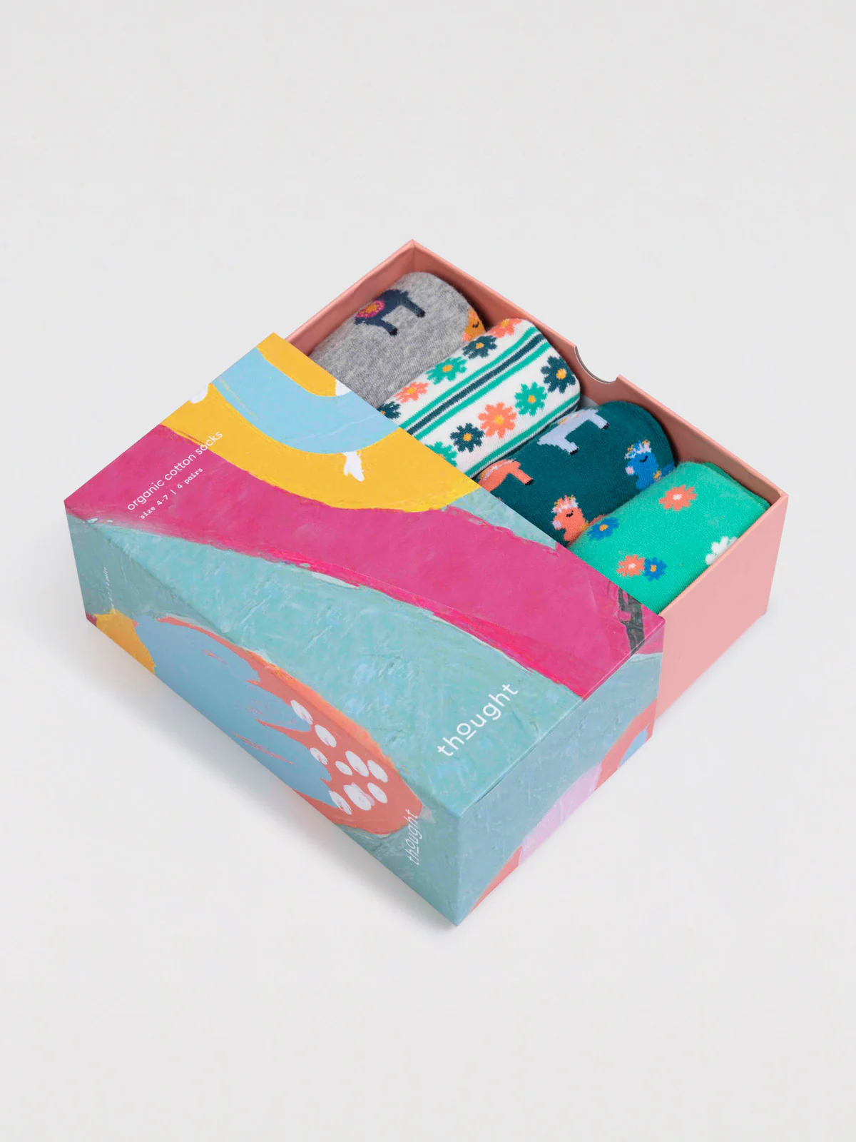 Maria Organic Cotton Llama Sock Box - Multi - Flockneti