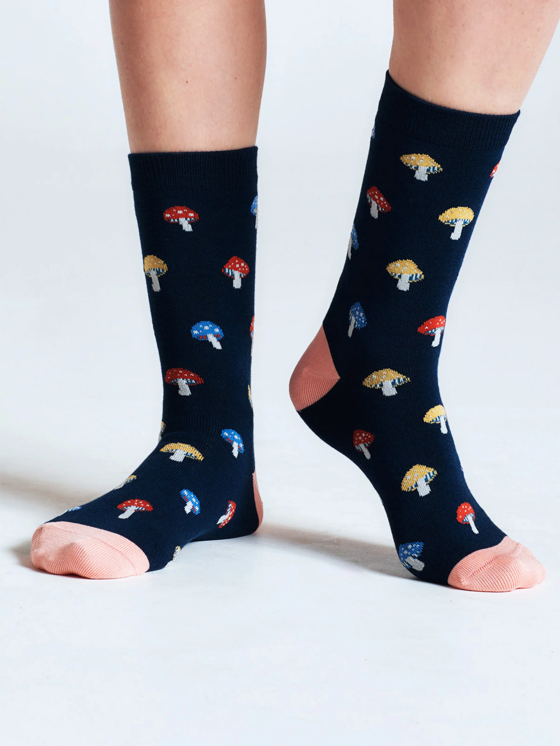 Valeriana Mushroom Bamboo Socks - Navy - Flockneti