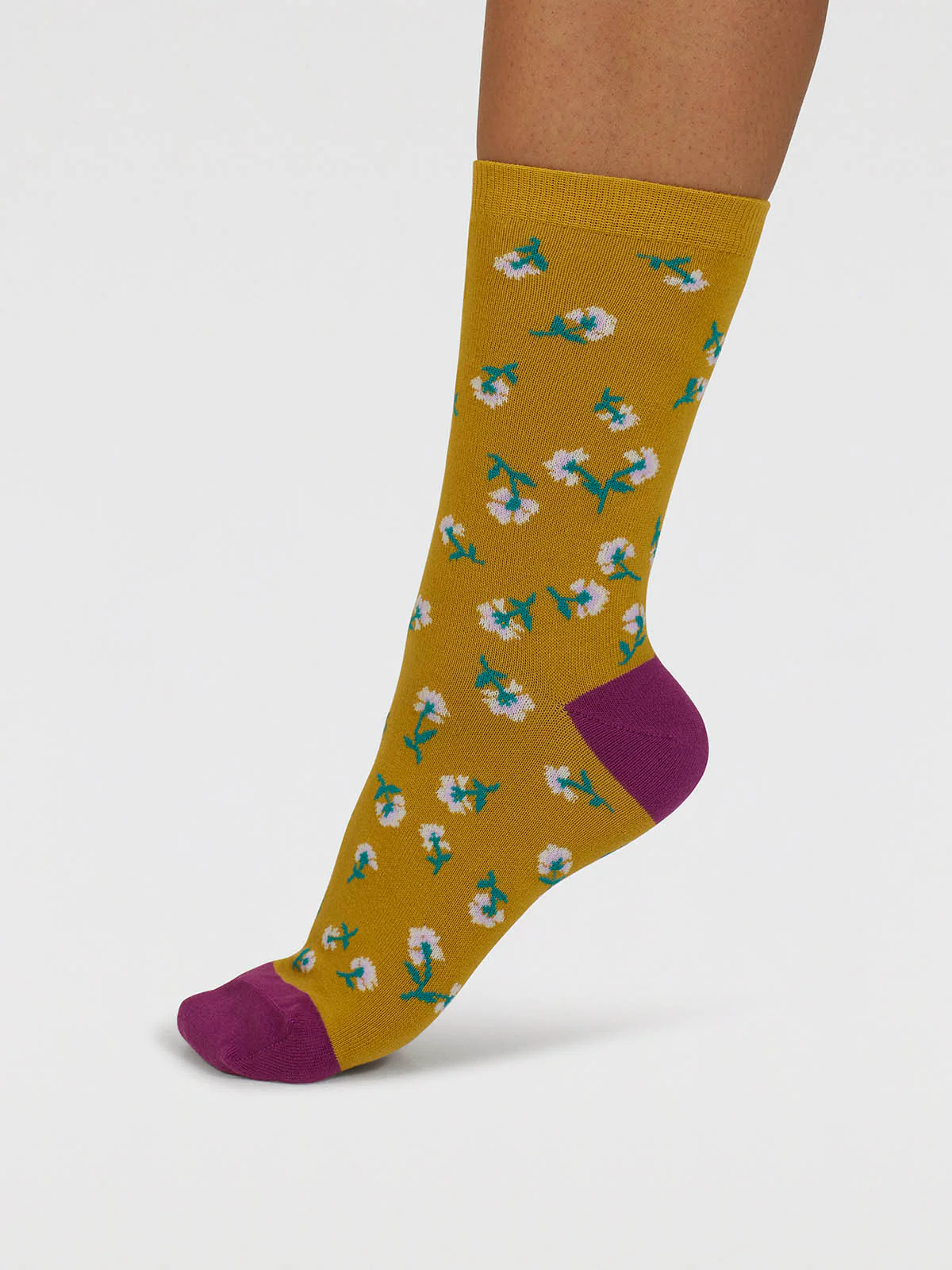 Mapel Floral Bamboo Socks - Lichen Green - Flockneti