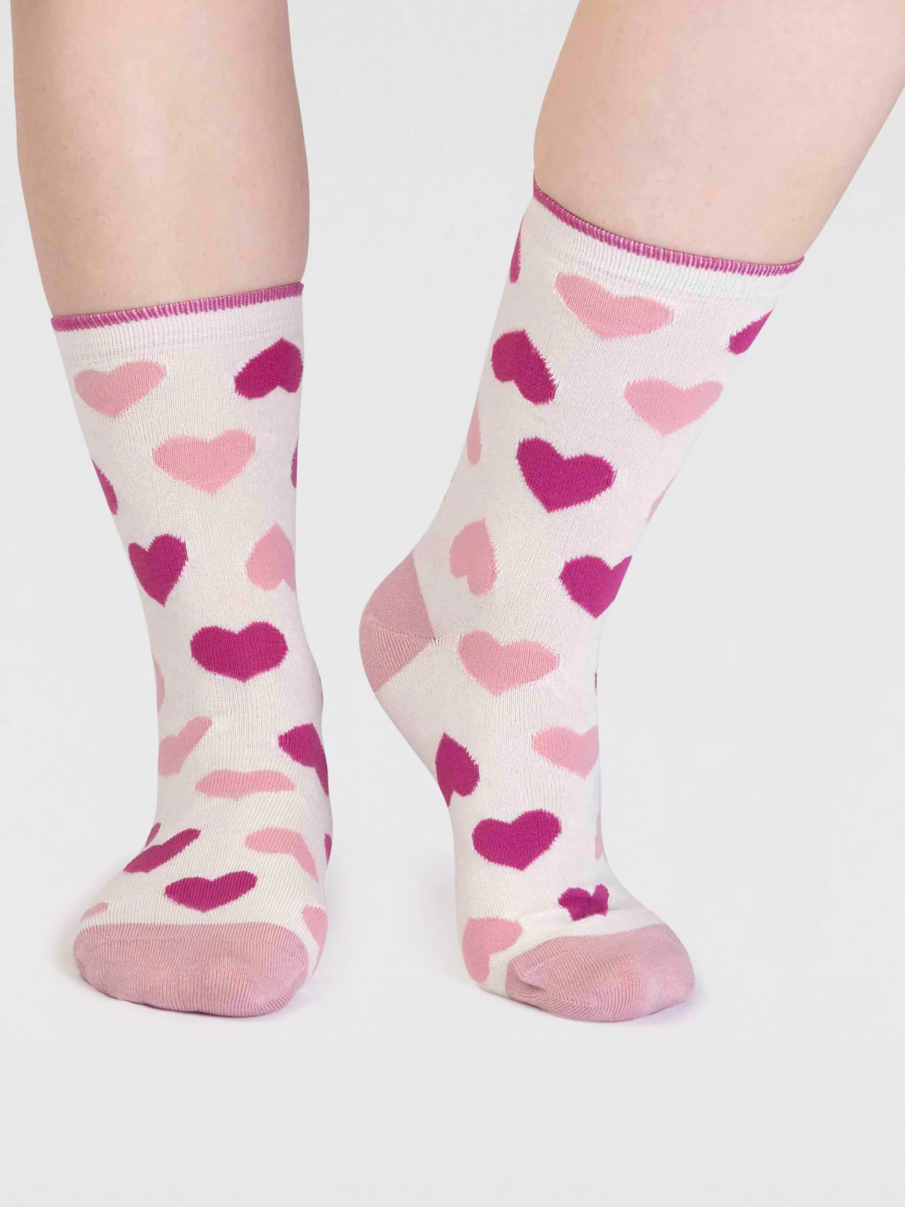 Haddie Bamboo Love Heart Socks - Stone White - Flockneti