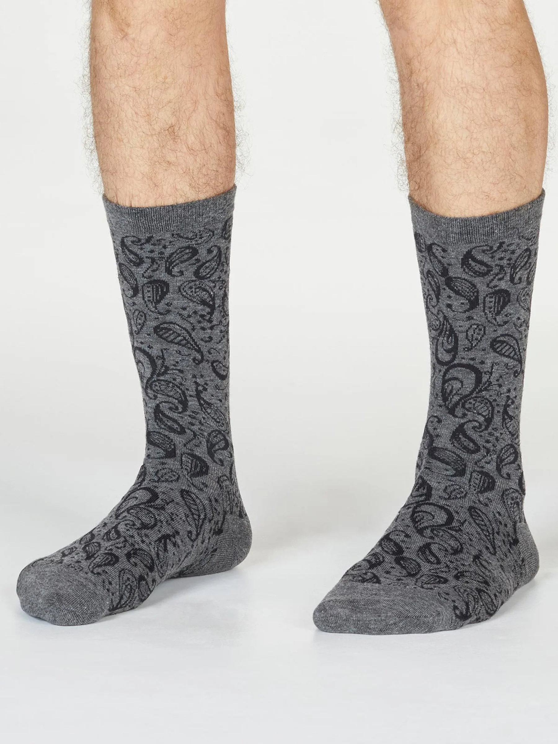 Larnard Paisley Socks - Dark Grey Marle - Flockneti