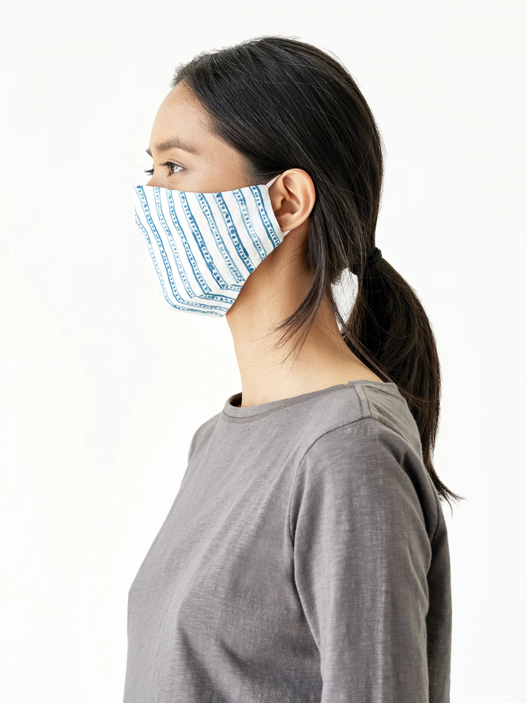 Organic Cotton Printed Face Mask - Gallone Blue - Flockneti