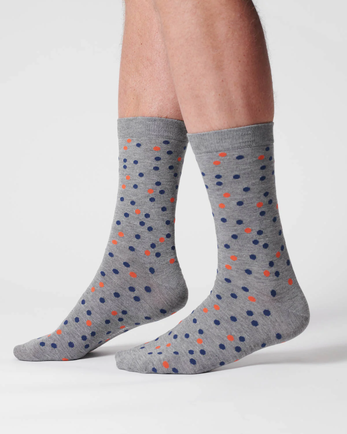 Mens Dotty Organic Cotton Socks - Grey Marl - Flockneti