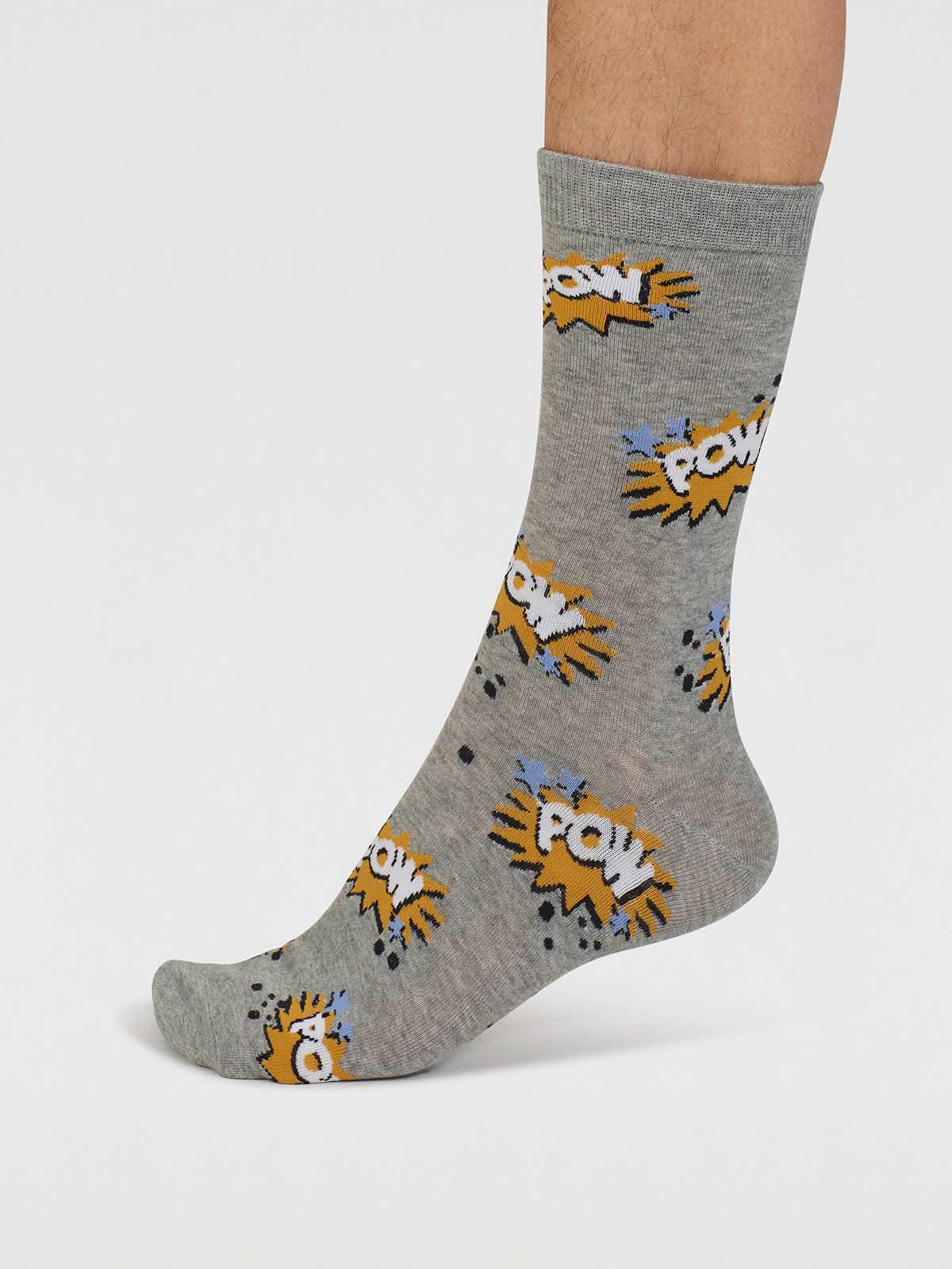 Tayler Art Pop Organic Cotton Socks - Mid Grey Marle - Flockneti