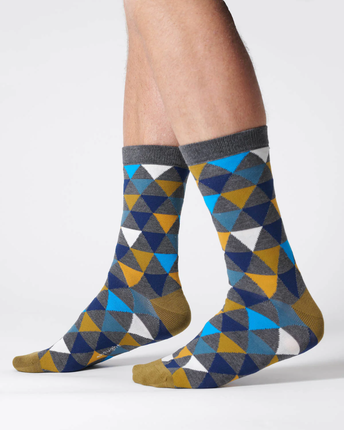 Mens Geo Triangle Bamboo Socks - Dark Grey Marl - Flockneti