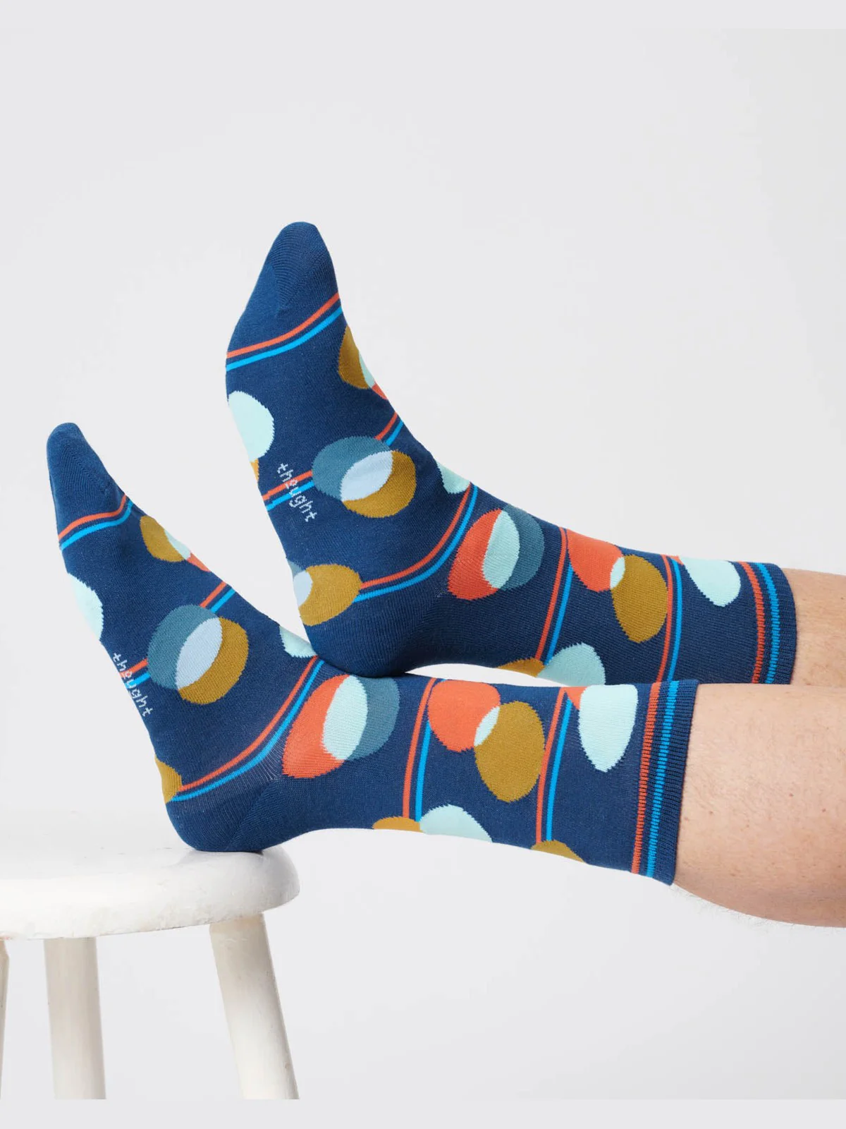 Mens Spot Stripe Bamboo Socks - Mineral Blue - Flockneti