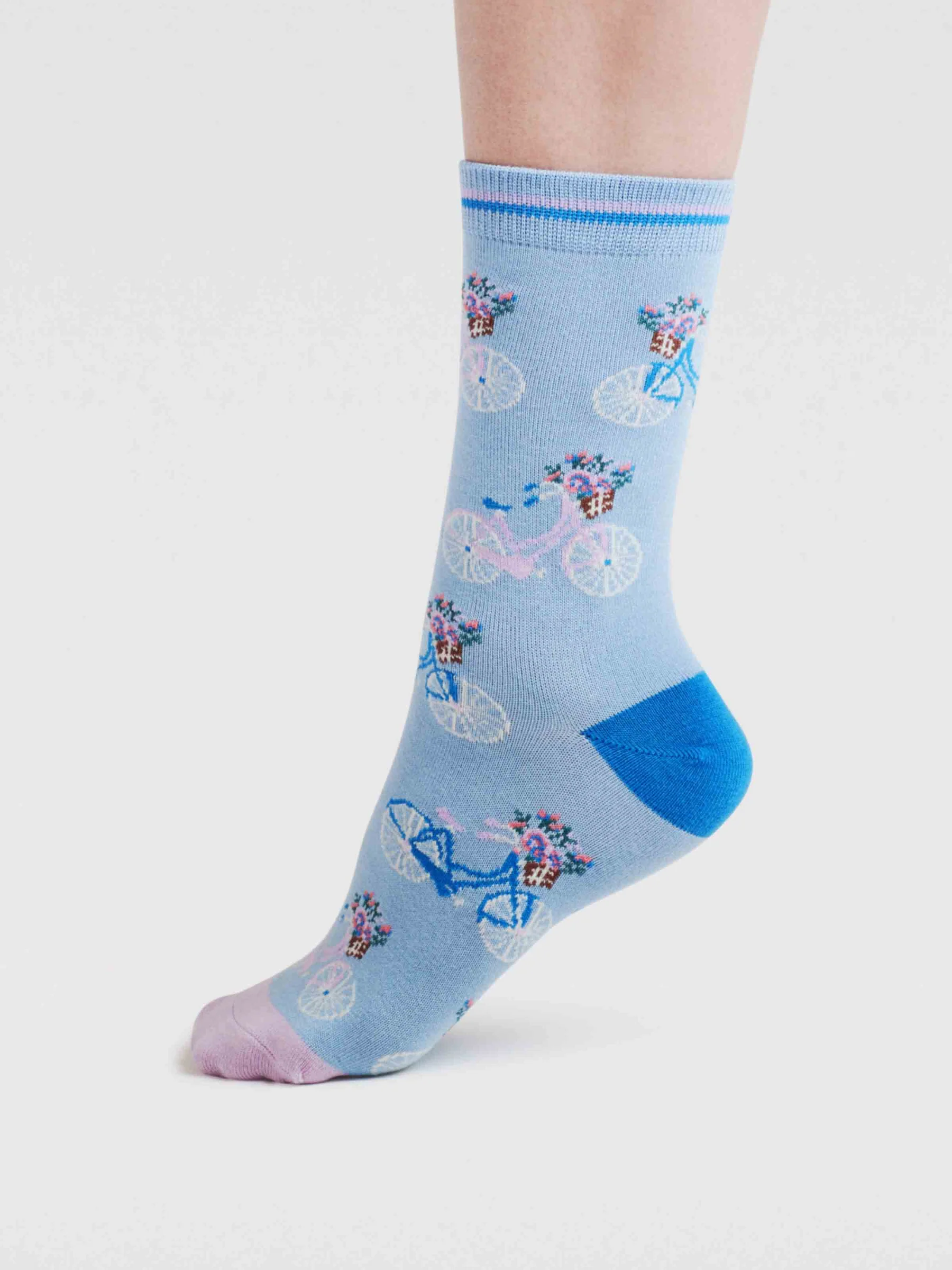 Womens Rosette Bike Bamboo Socks - Klein Blue - Flockneti