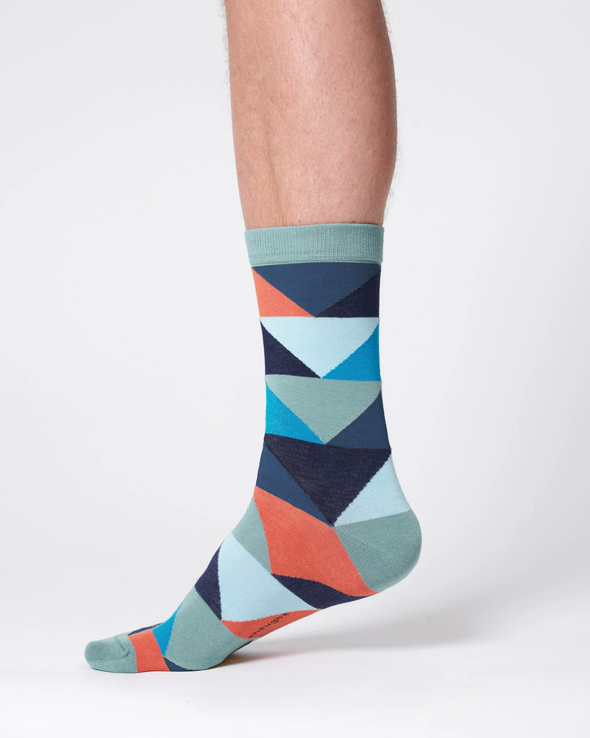 Mens Abstract Triangle Organic Cotton Socks - Lagoon Green - Flockneti
