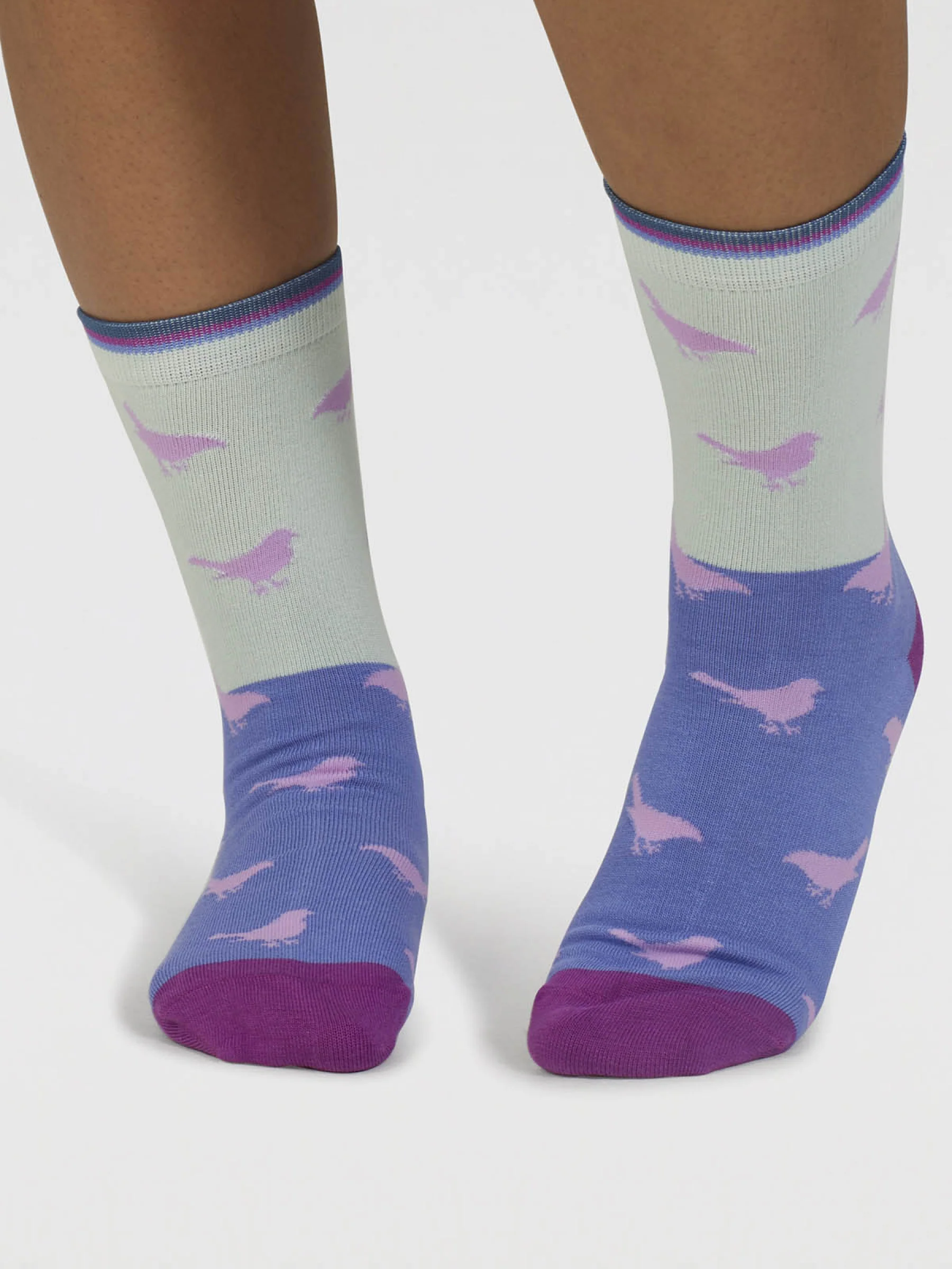 Birdie Colour Block Bamboo Socks - Spearmint Green - Flockneti