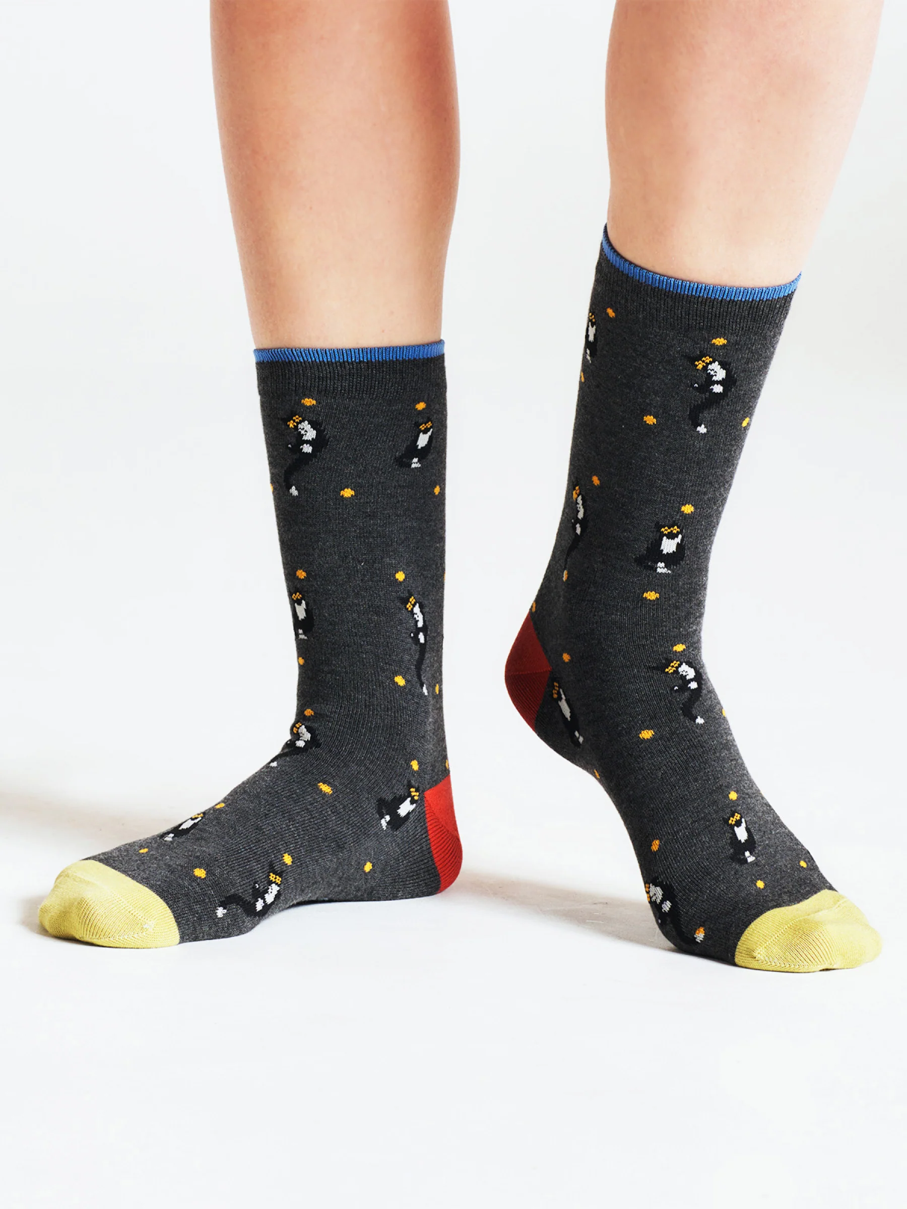 Serafina Cat Bamboo Socks - Grey - Flockneti