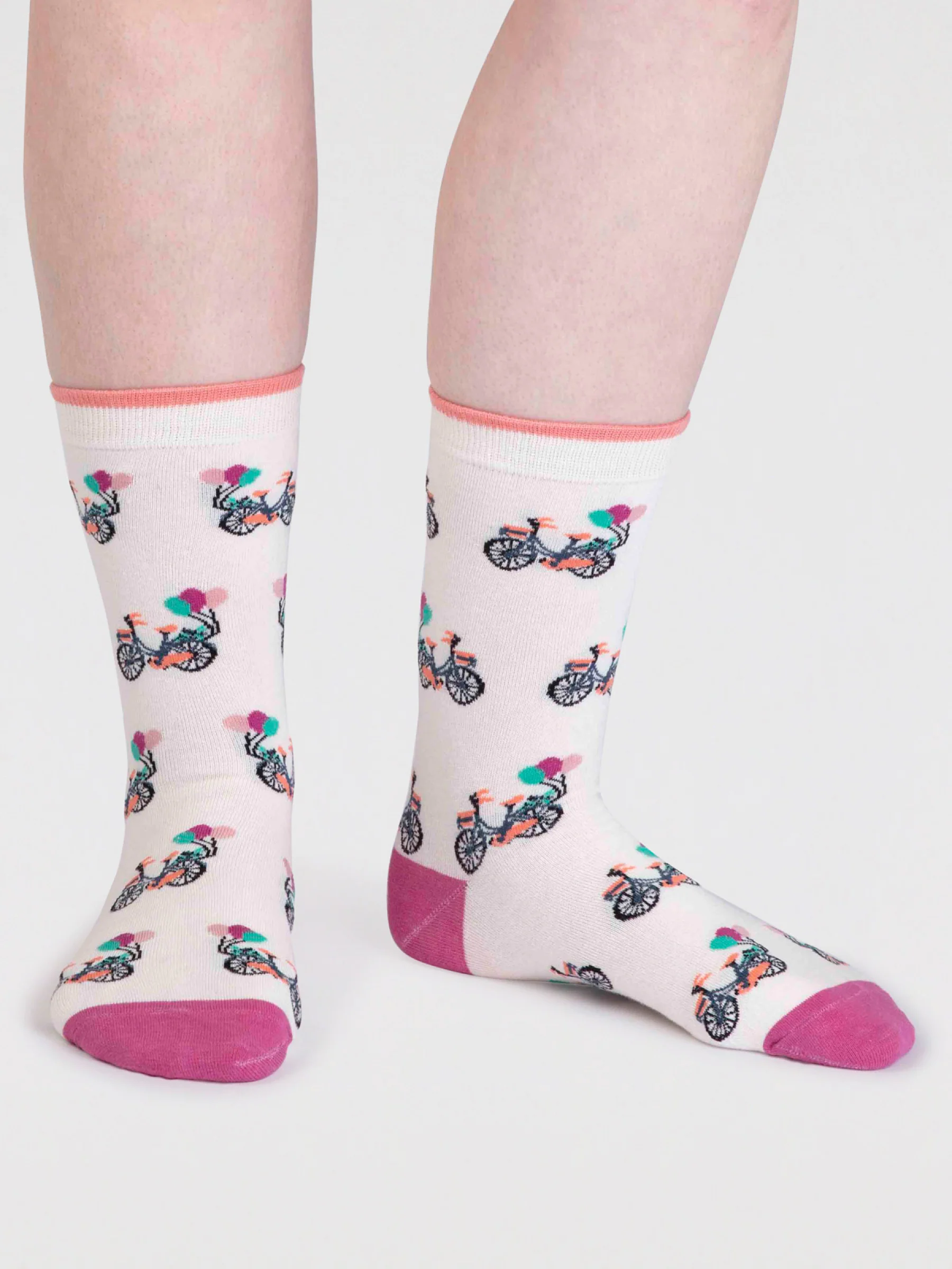 Akia Organic Cotton Bike Socks - Stone White - Flockneti