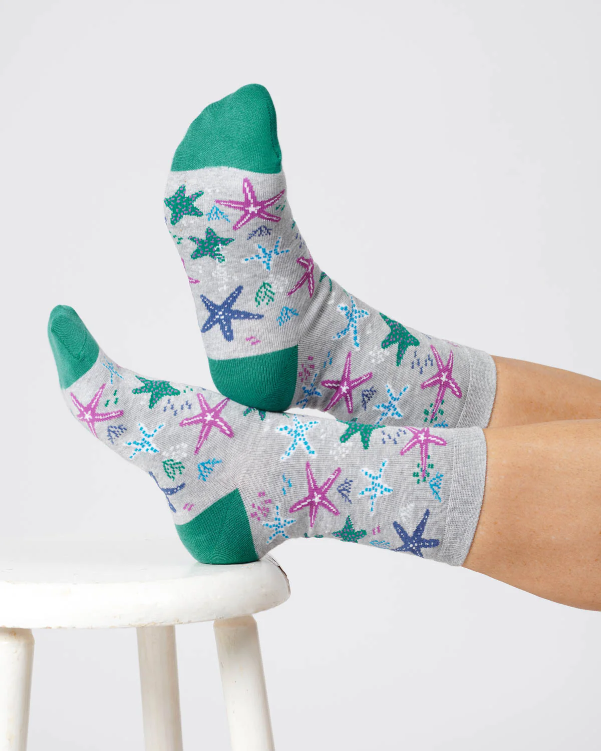 Womens Starfish Bamboo Sock - Mid Grey Marl - Flockneti
