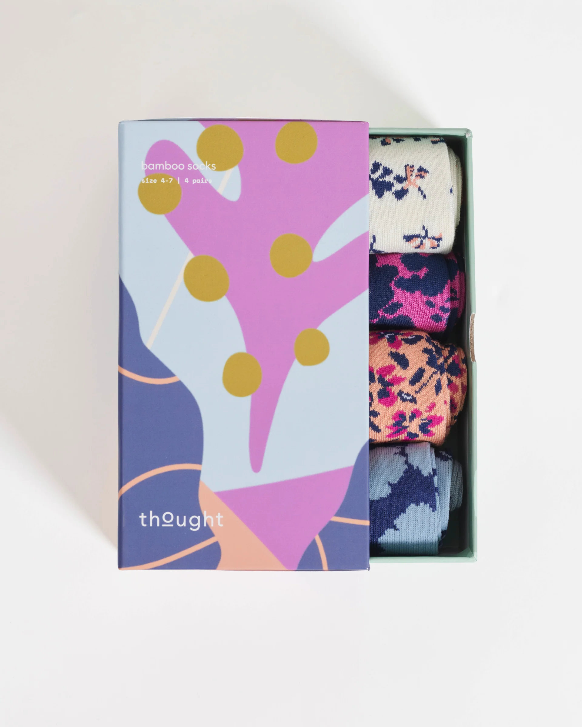 Floral Bamboo Gift Box of 4 Socks - Multi - Flockneti