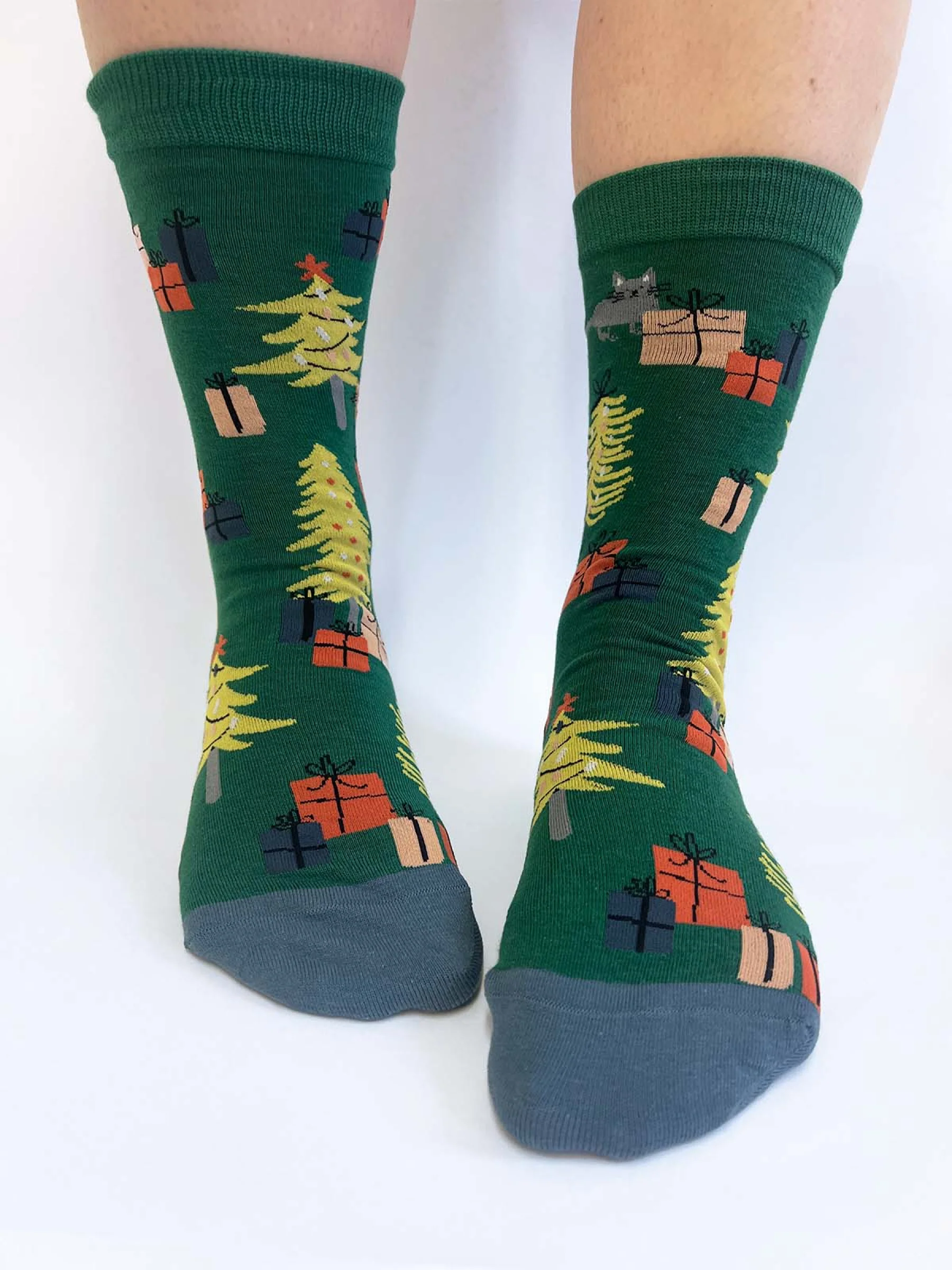 Jemila Christmas Organic Cotton Socks - Pine Green - Flockneti