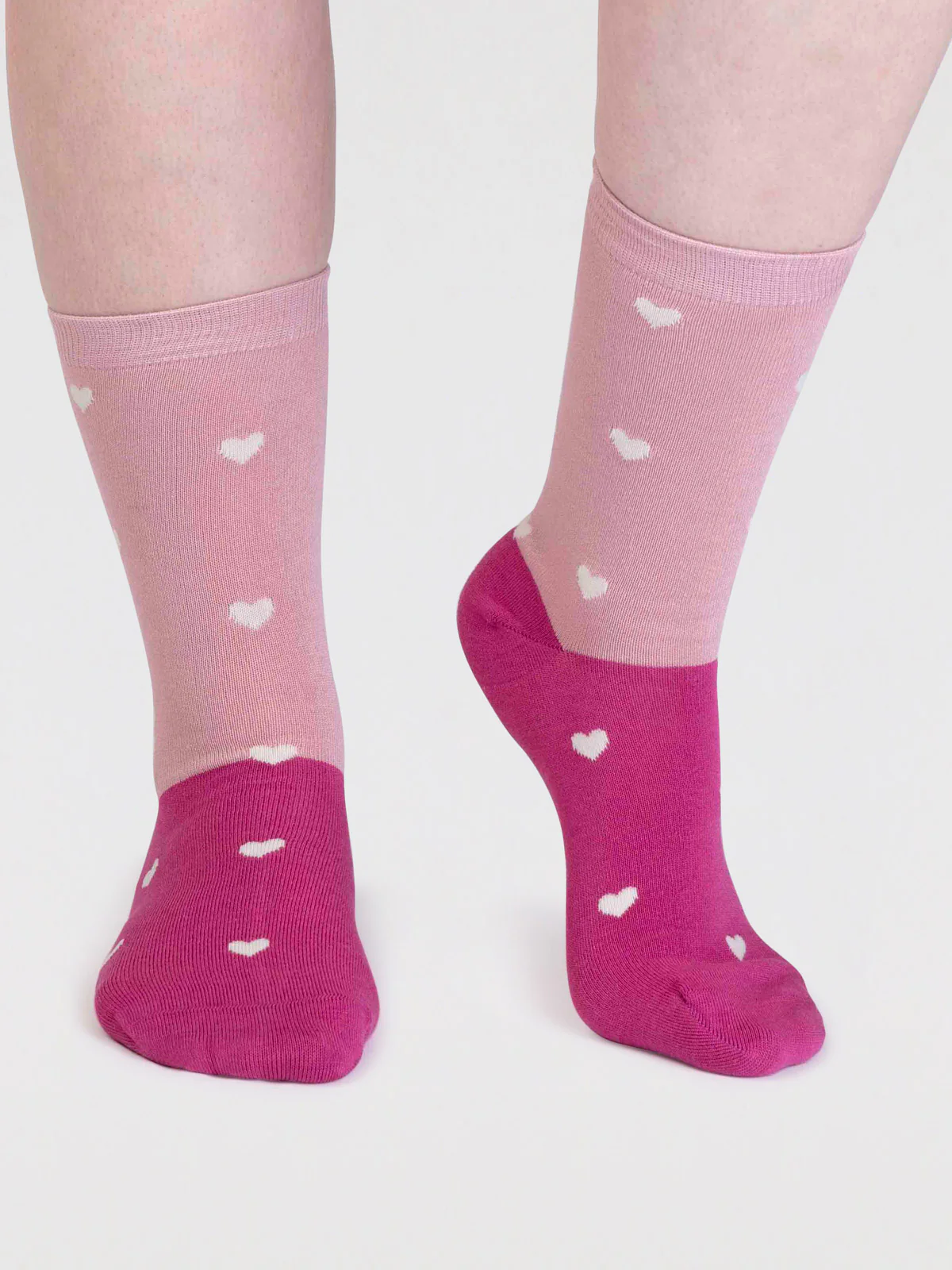 Haddie Bamboo Love Heart Socks - Petal Pink - Flockneti