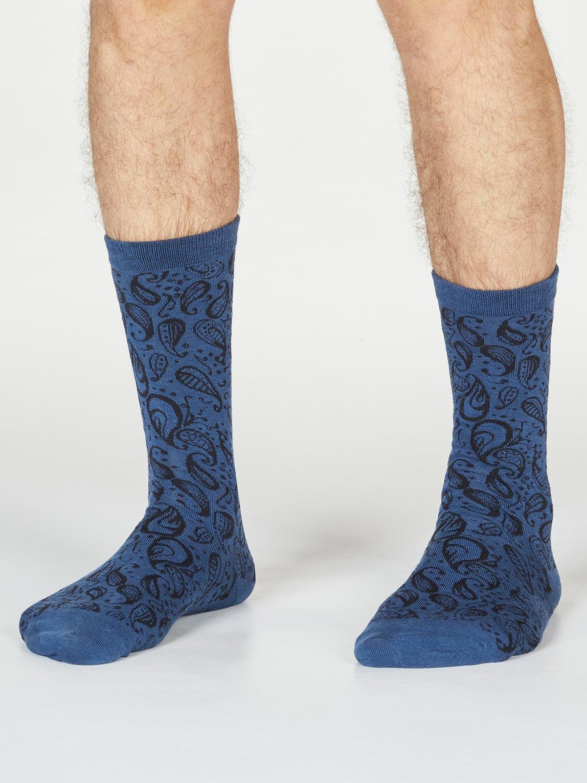 Larnard Paisley Socks - Blue Slate - Flockneti
