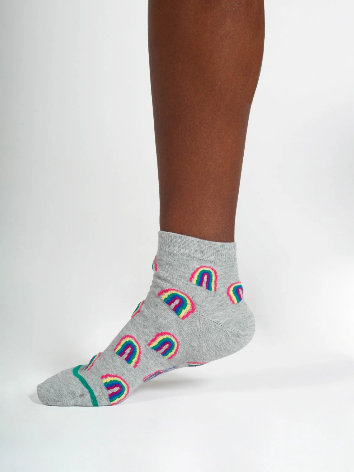 Rainbow Short Bamboo Ankle Socks - Grey Multi - Flockneti