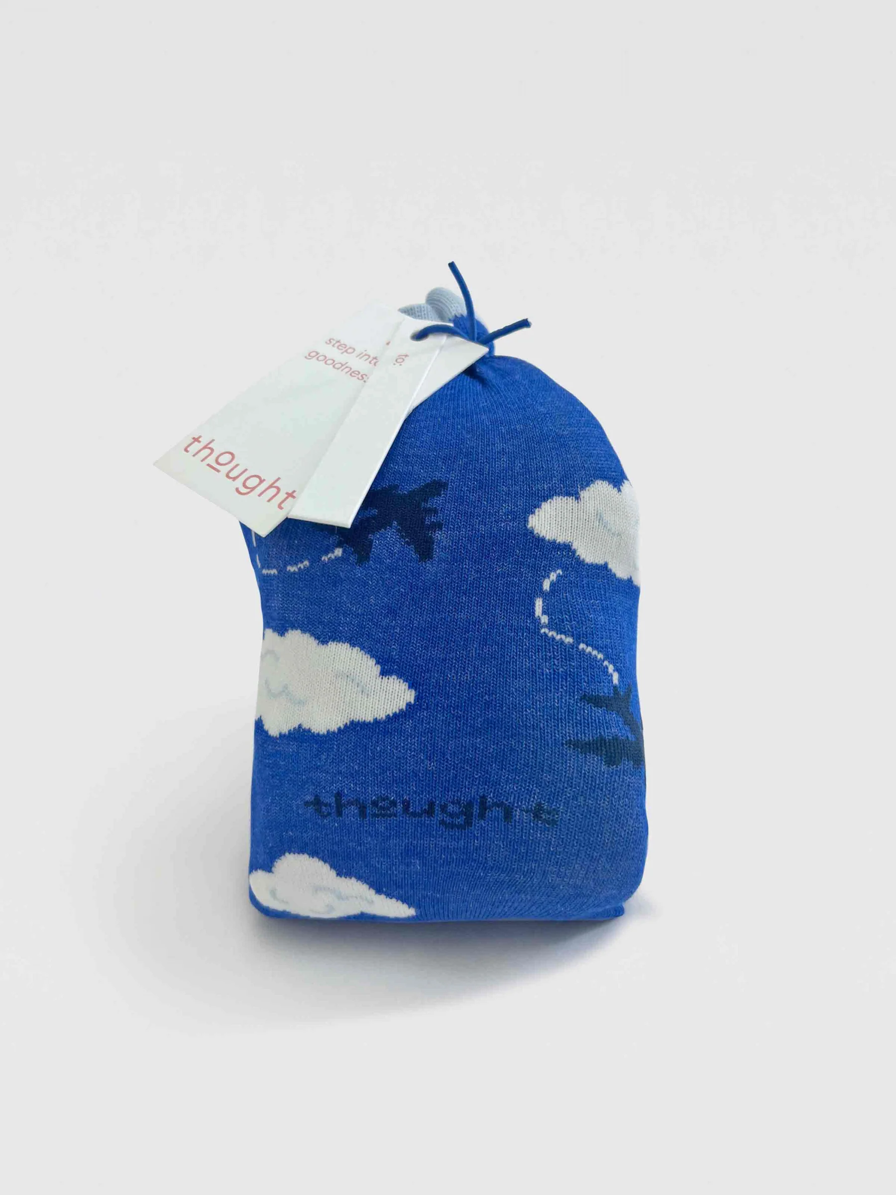 Pele Sky Balloon Organic Cotton 2 Socks Gift Bag - Cobalt Blue - Flockneti