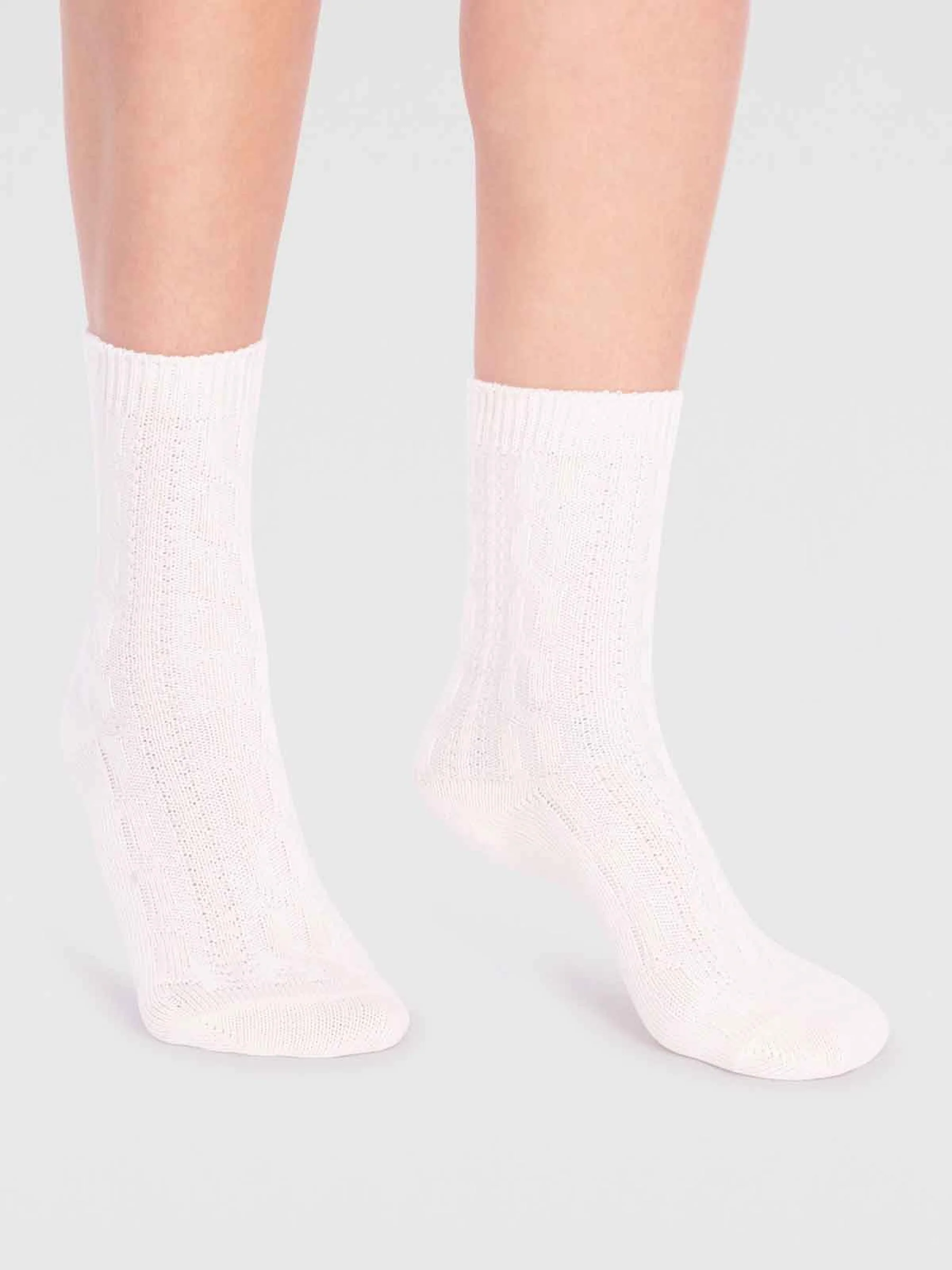 Rebekah Organic Cotton Slub Sock - Stone White - Flockneti