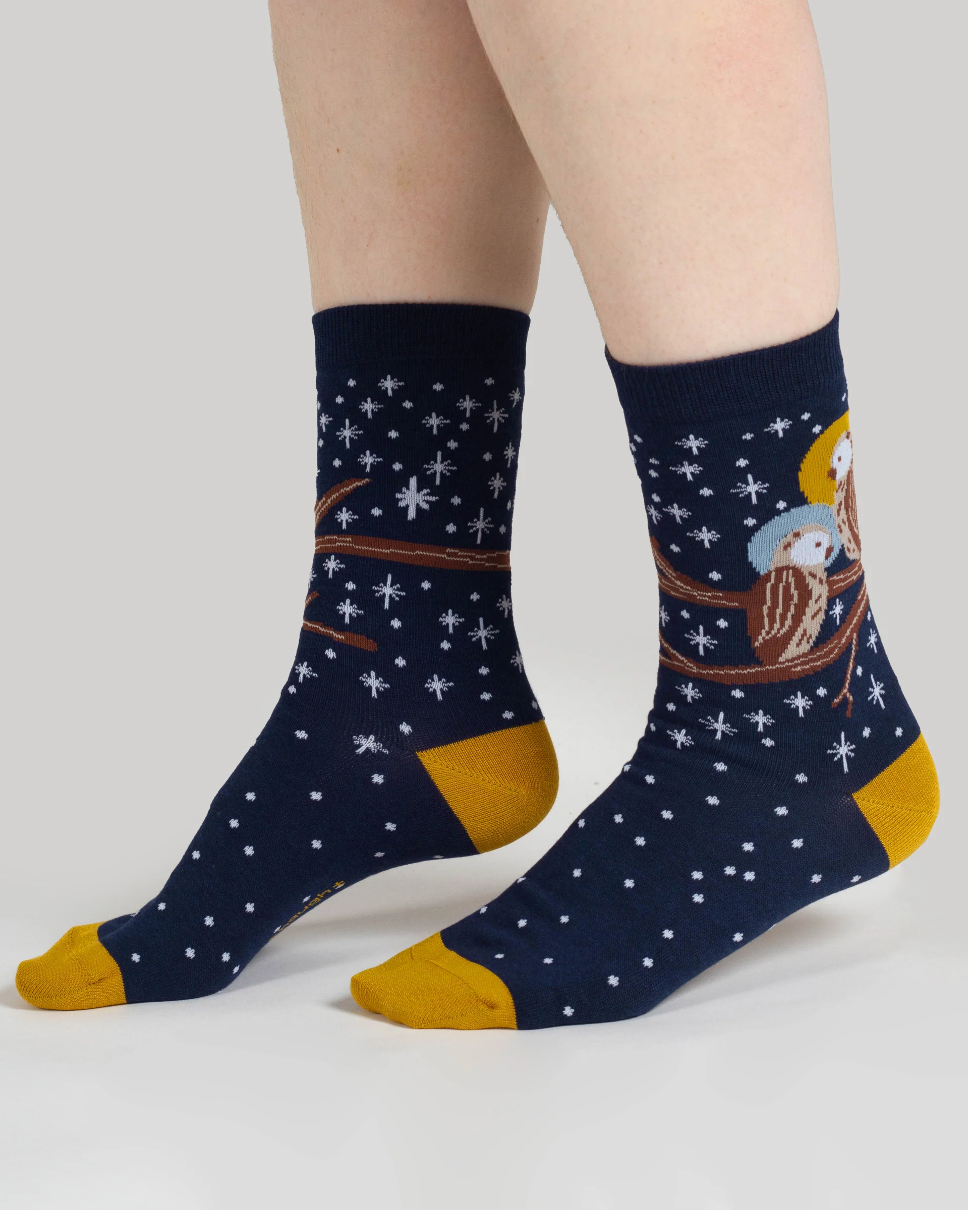 Starry Night Owl Bamboo Gift Box of 4 Socks - Blue Multi - Flockneti