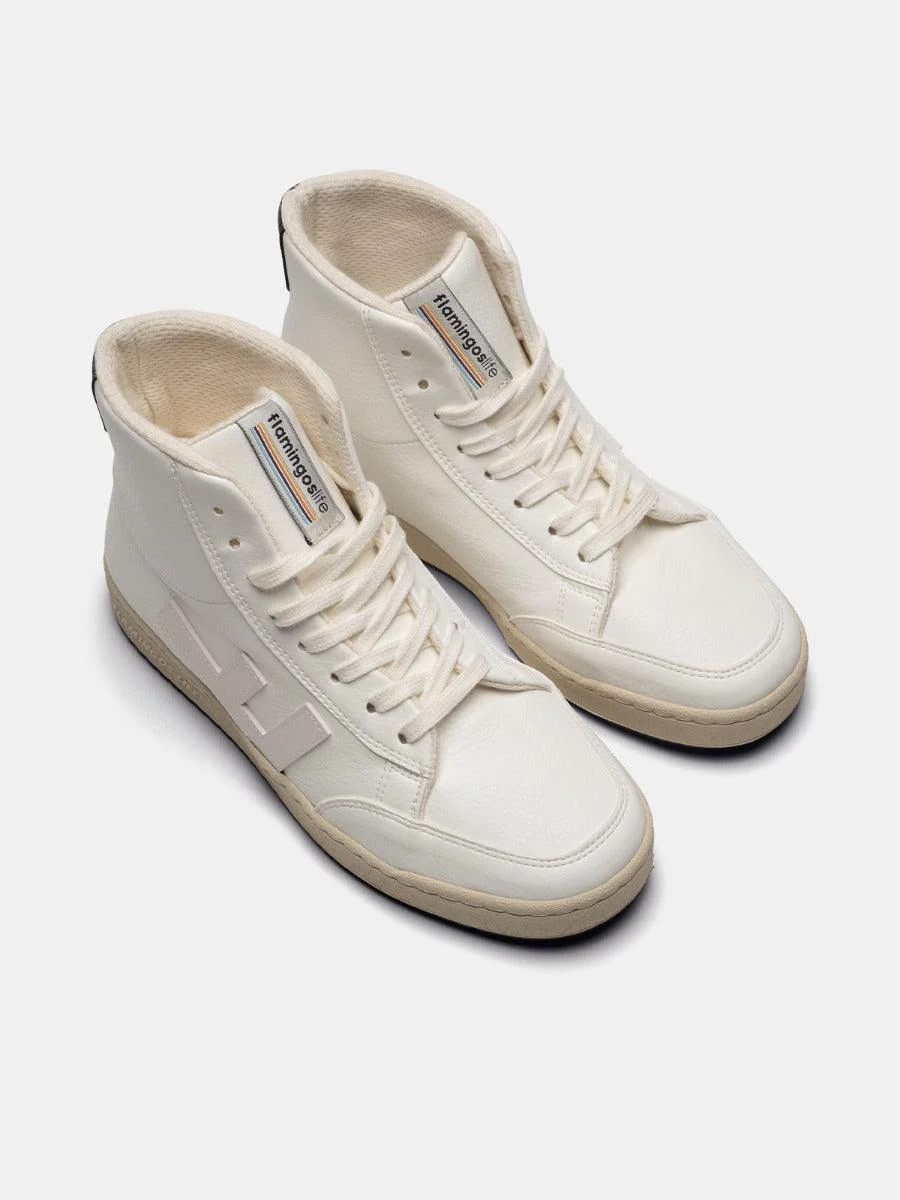 Flamingos Life Old 80s Vegan Hi Top Trainer - White Ivory Bicolor - Flockneti