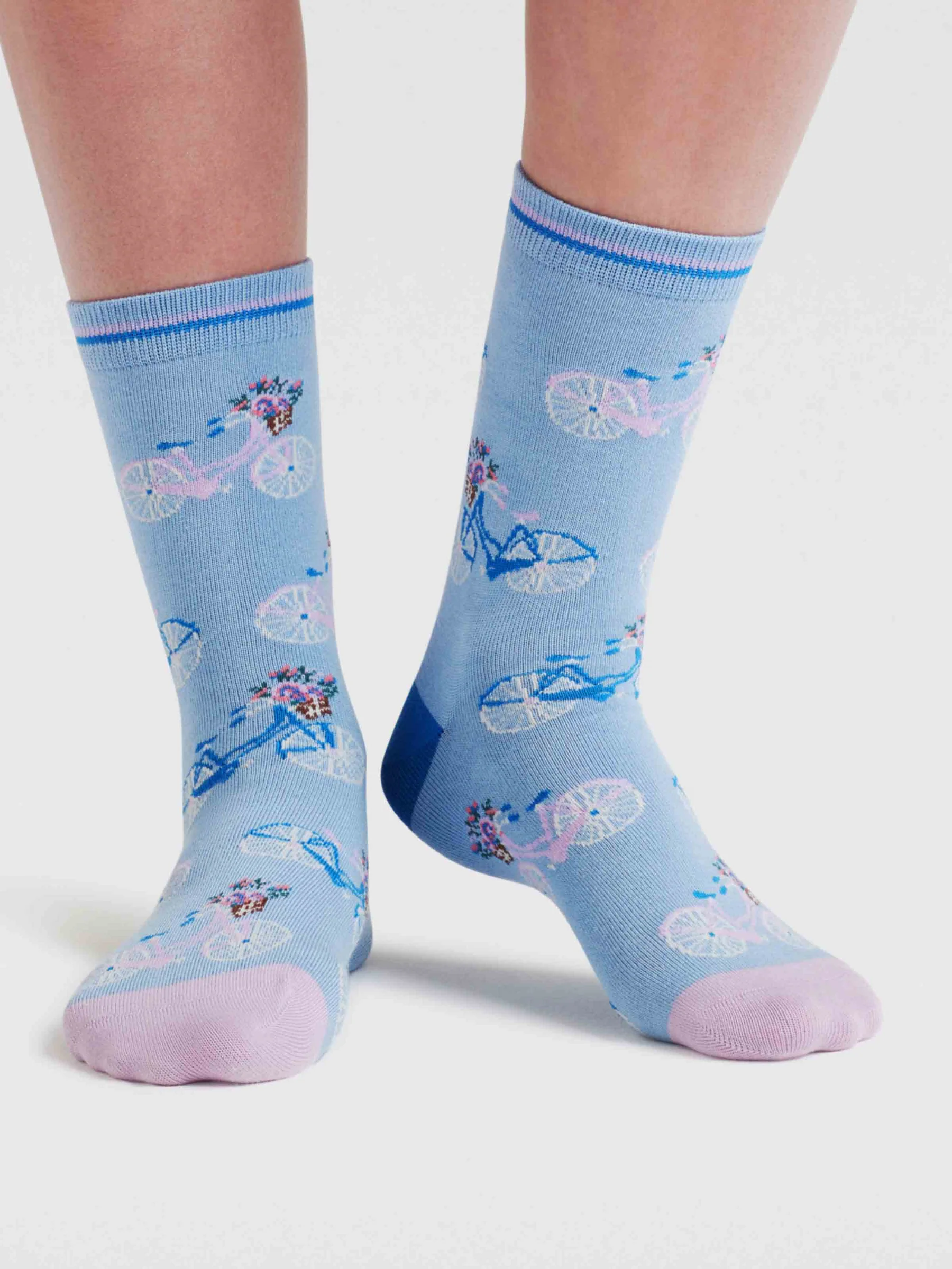 Womens Rosette Bike Bamboo Socks - Klein Blue - Flockneti
