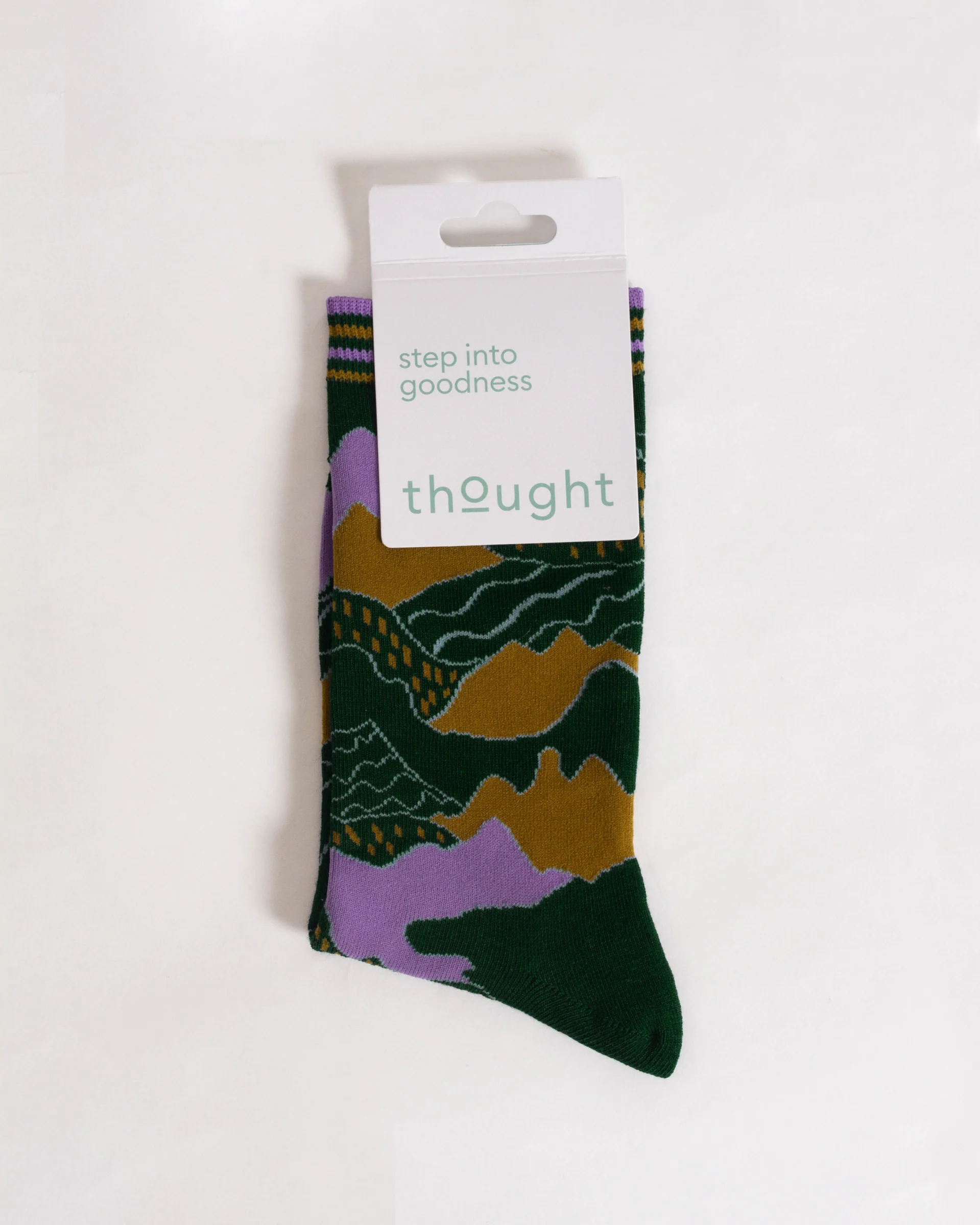 Mountain Range Bamboo Crew Socks - Green/Abstract - Flockneti