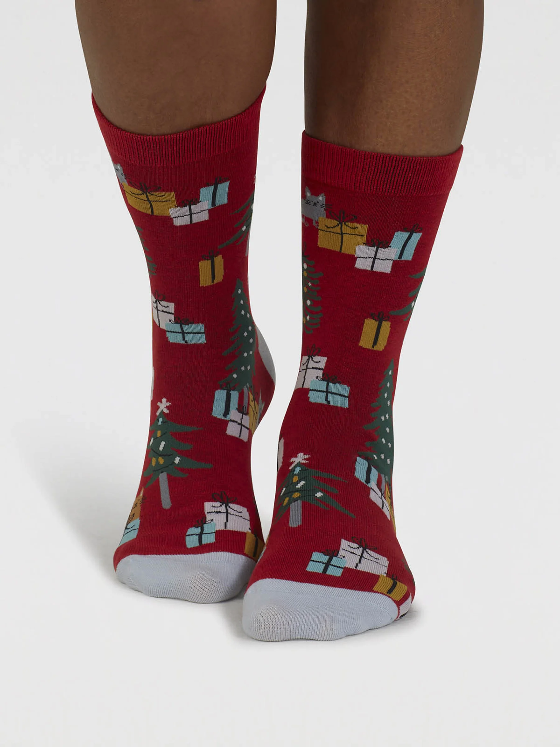 Jemila Christmas Organic Cotton Socks - Poppy Red - Flockneti